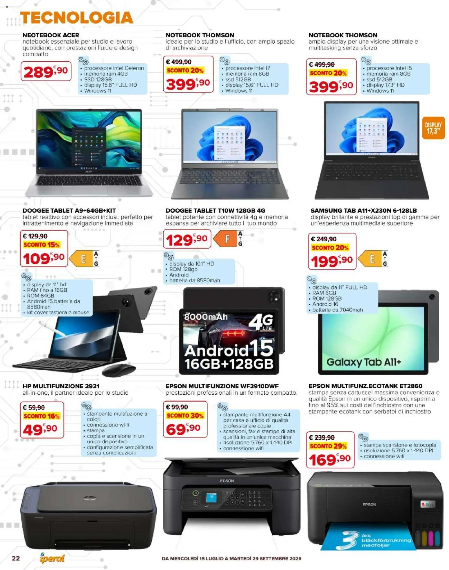 Volantino Iperal del 15/07/2026 | Pagina: 22 | Prodotti: Mouse, Stampa, Navigazione, Batteria
