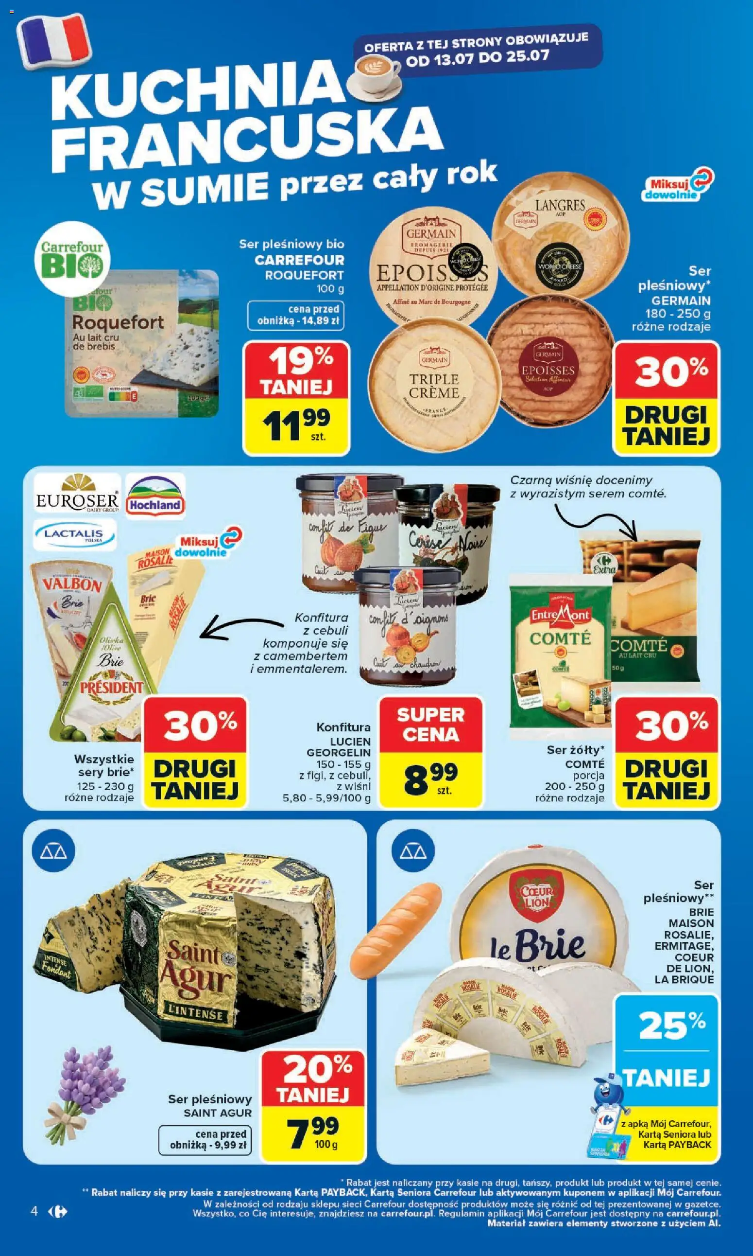 Carrefour gazetka - Kuchnia Francuska od 13.07.2026 | Strona: 4 | Produkty: Karta, Ser pleśniowy, Sery, Ser