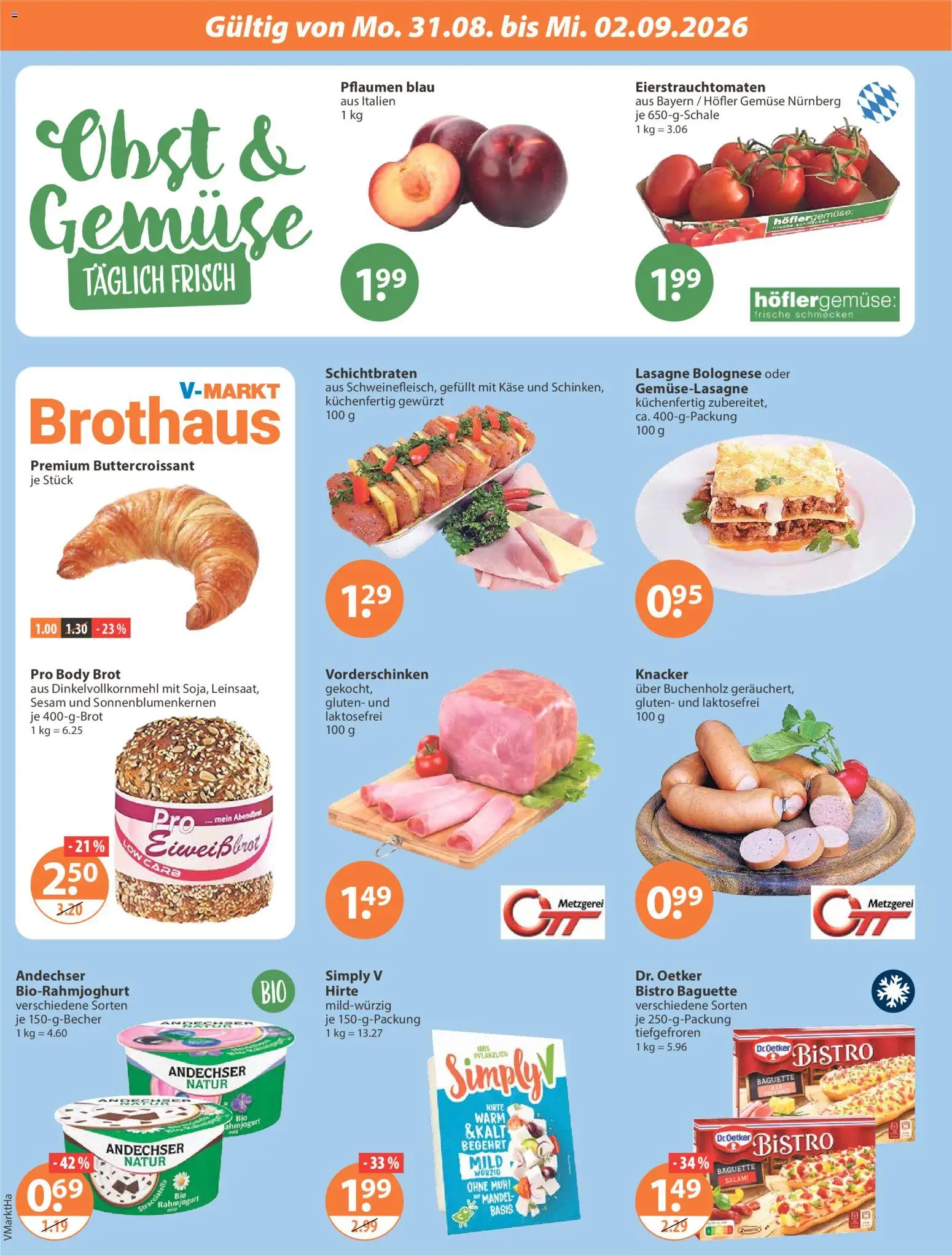 V-Markt Angebote – gültig ab 27.08.2026 | Seite: 20 | Produkte: Gemüse, Obst, Brot, Salami