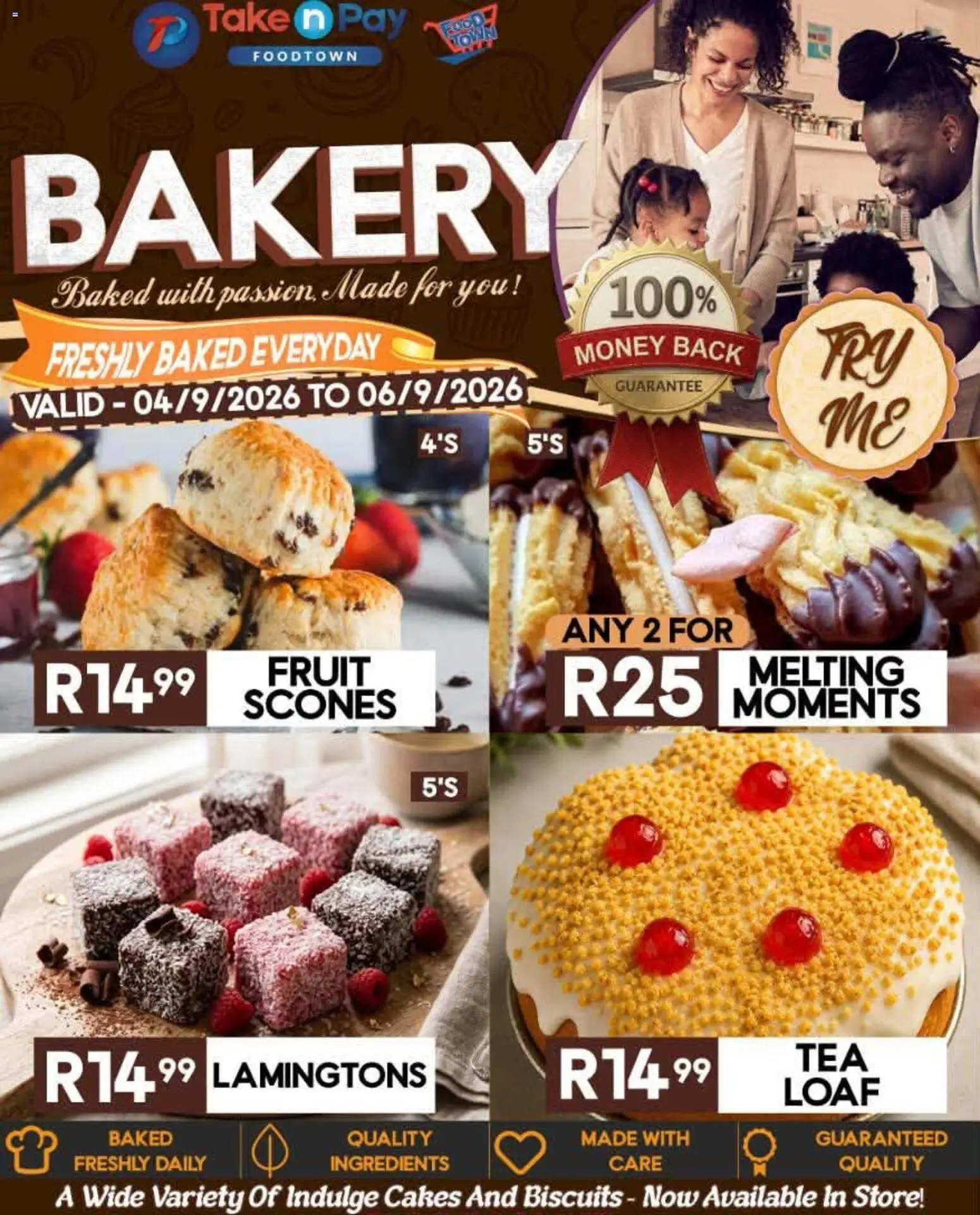 New Take n Pay catalogue – valid from 04/09/2026 | Page: 5 | Products: Bakery, Ingredients, Biscuits, Fruit