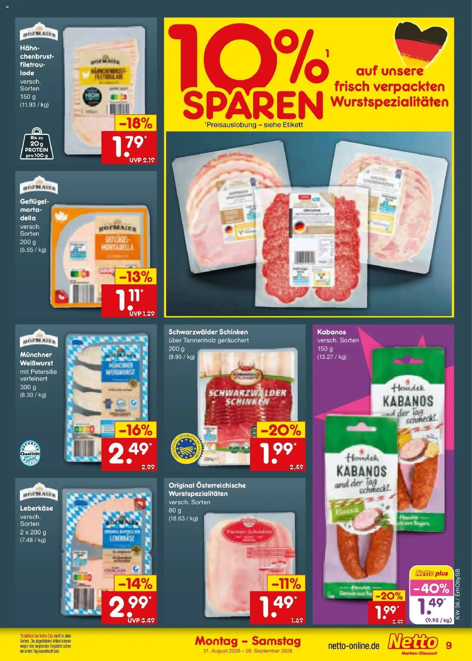Netto Marken-Discount Prospekt Mauern (ab 31.08.2026) » Angebote | Seite: 11 | Produkte: Weißwurst, Petersilie, Schinken, Leberkase