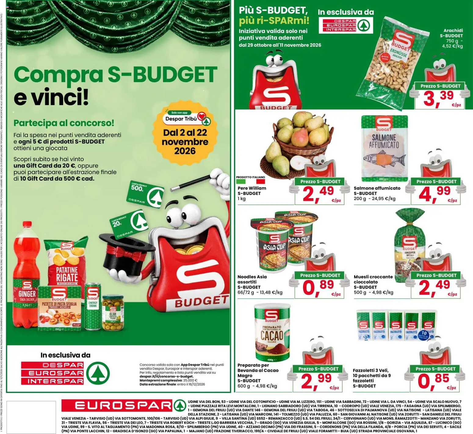 Volantino Eurospar del 29/10/2026 | Pagina: 24 | Prodotti: Salmone affumicato, Patatine, Pere, Arachidi
