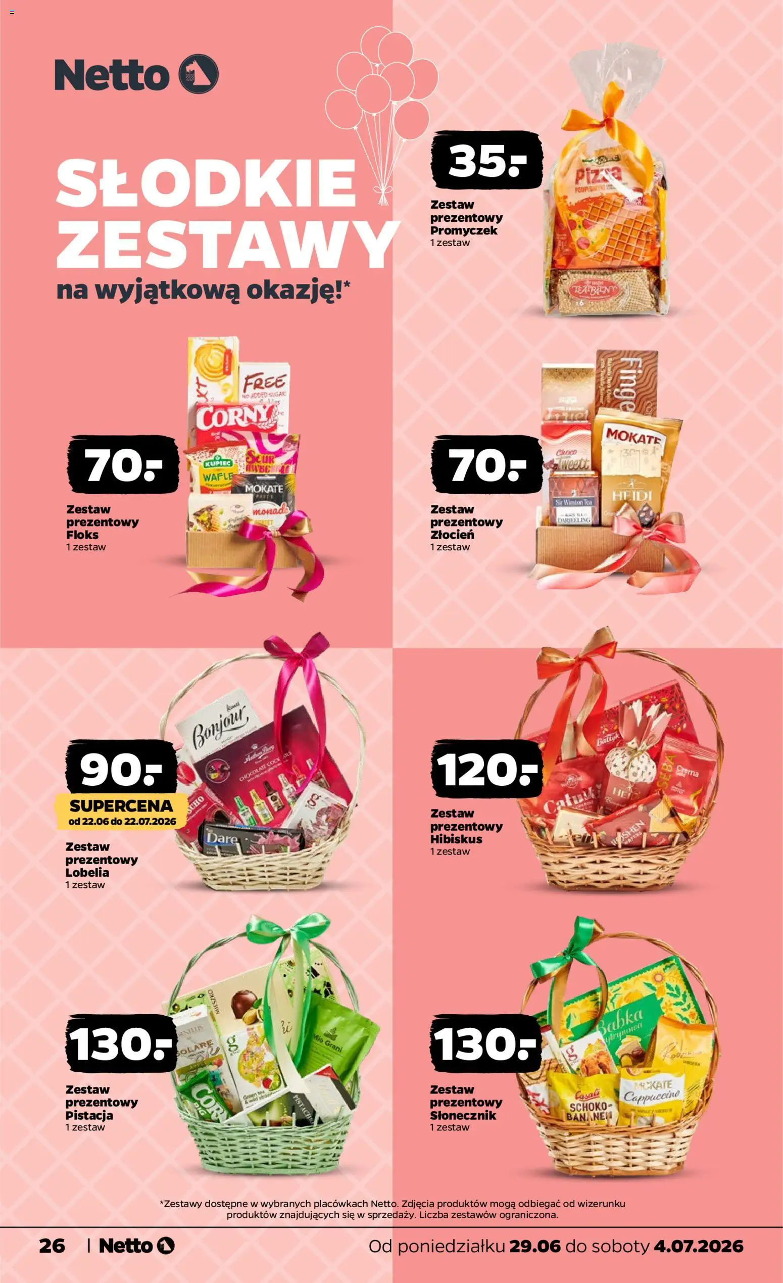 Netto gazetka od poniedziałku spożywcza od 29.06.2026 | Strona: 26 | Produkty: Wafle, Cappuccino, Słonecznik, Babka