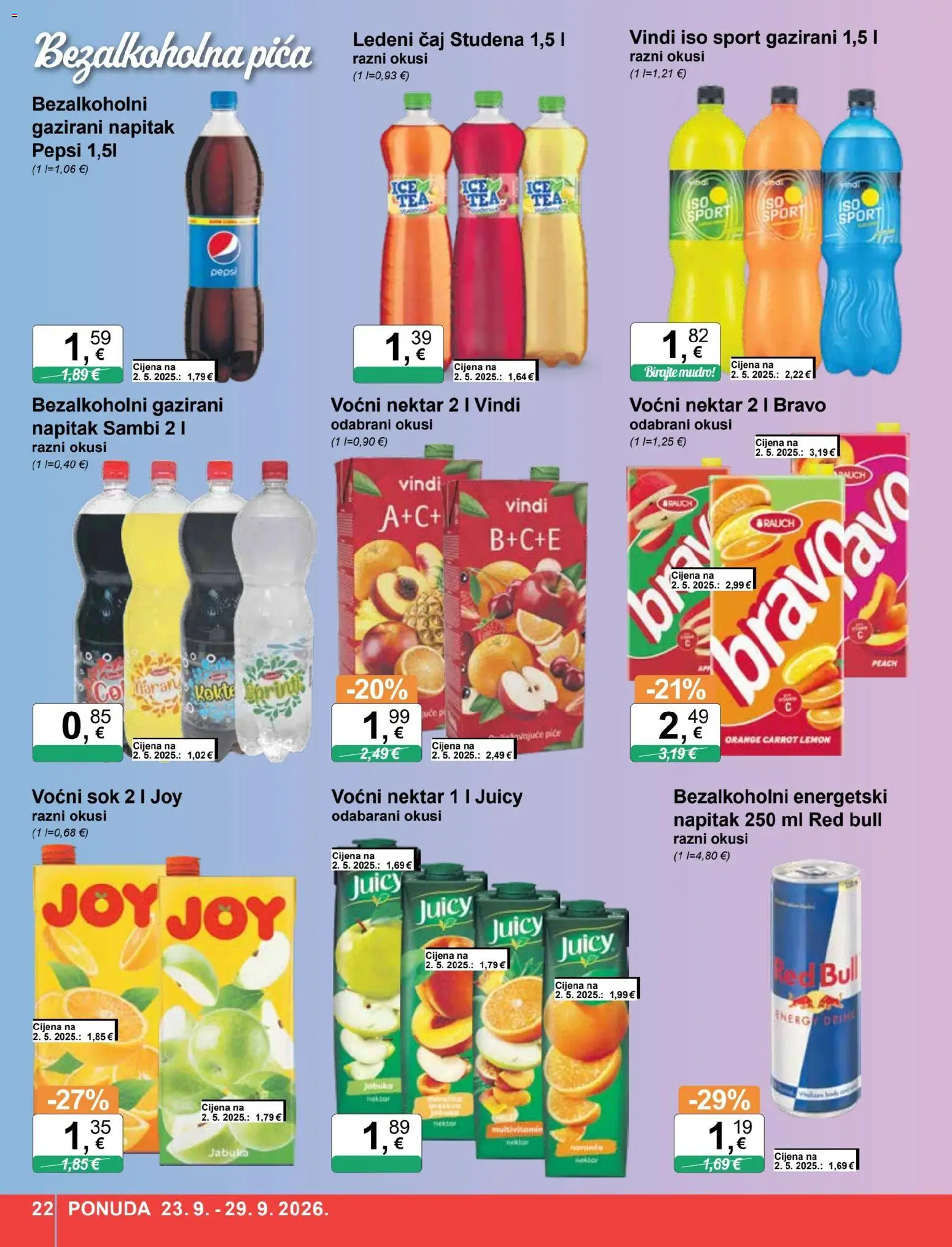 KTC katalog | vrijedi od 23.09.2026 | Stranica: 22 | Proizvodi: Pepsi, Voćni sok, Napitak, Jabuka