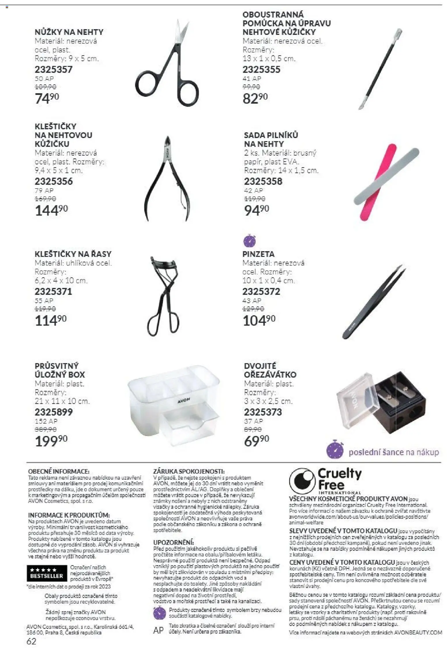 Avon Katalog 10/2026 od 01.10.2026 | Strana: 62 | Produkty: Box, Kleštičky na řasy, Oblečení, Nehty
