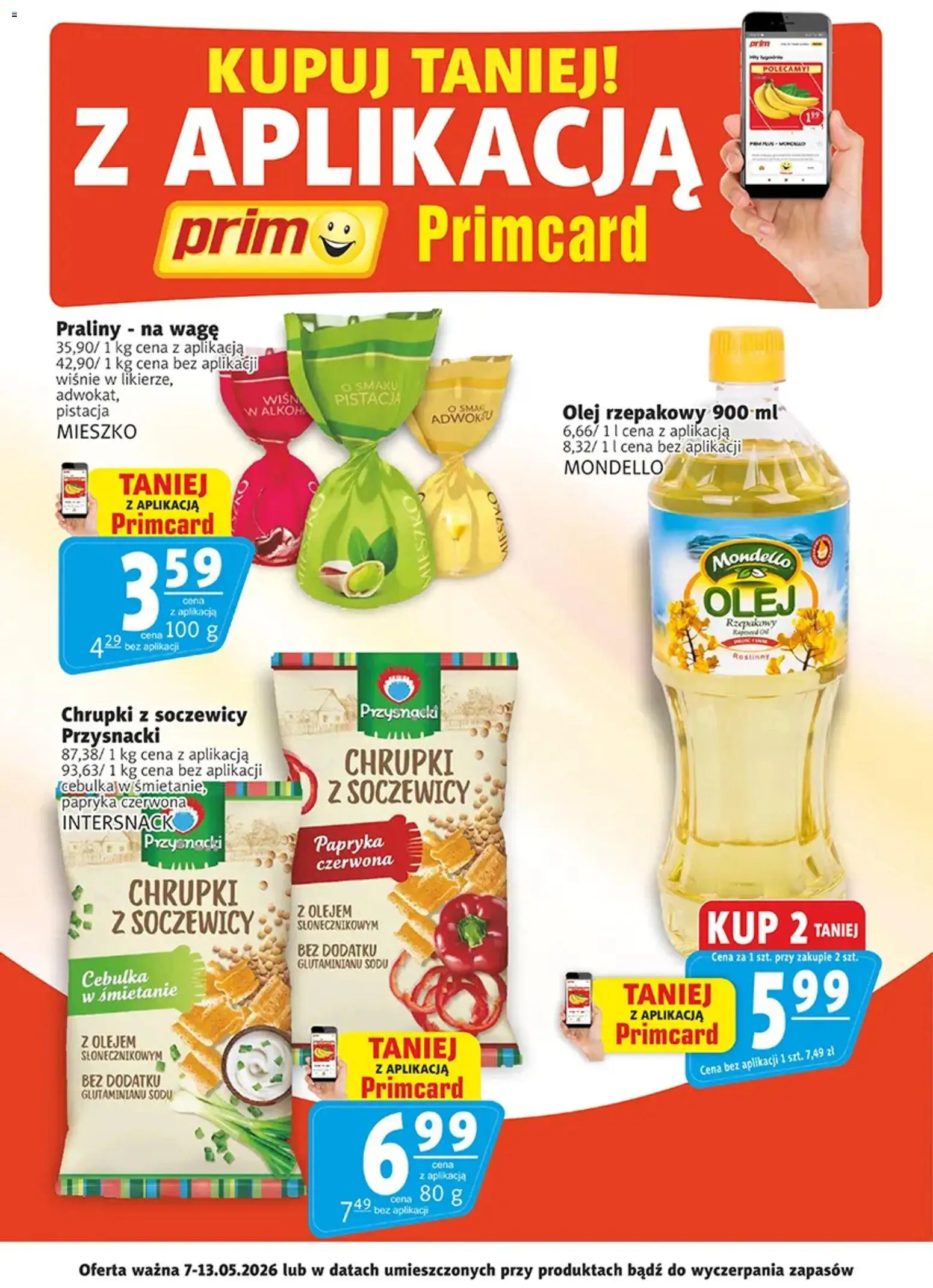 Prim Market promocje - Primcard od 07.05.2026 | Strona: 2 | Produkty: Chrupki, Praliny, Wiśnie, Olej