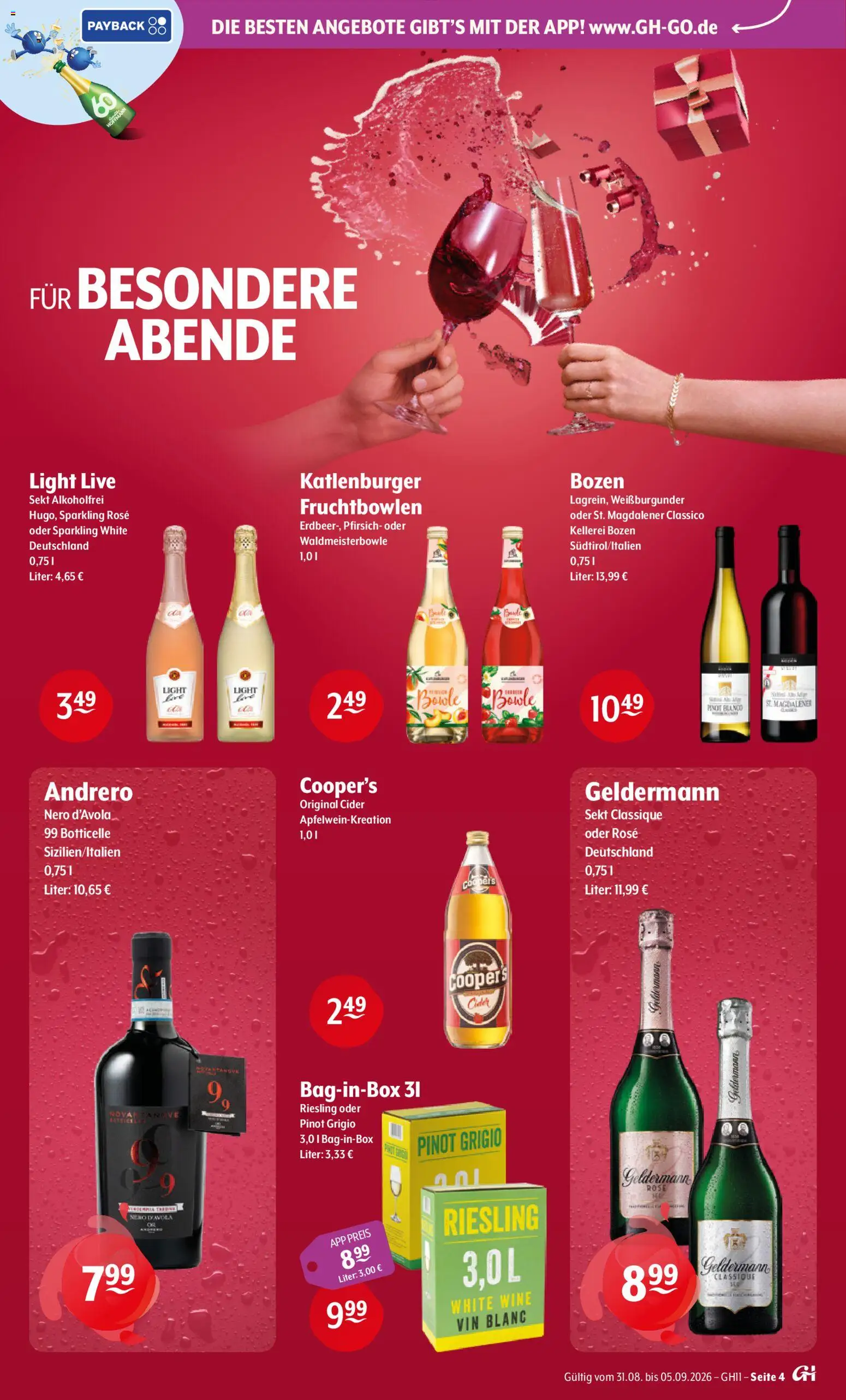 Getränke Hoffmann Prospekt – gültig ab 31.08.2026 | Seite: 4 | Produkte: Sekt, Pfirsich