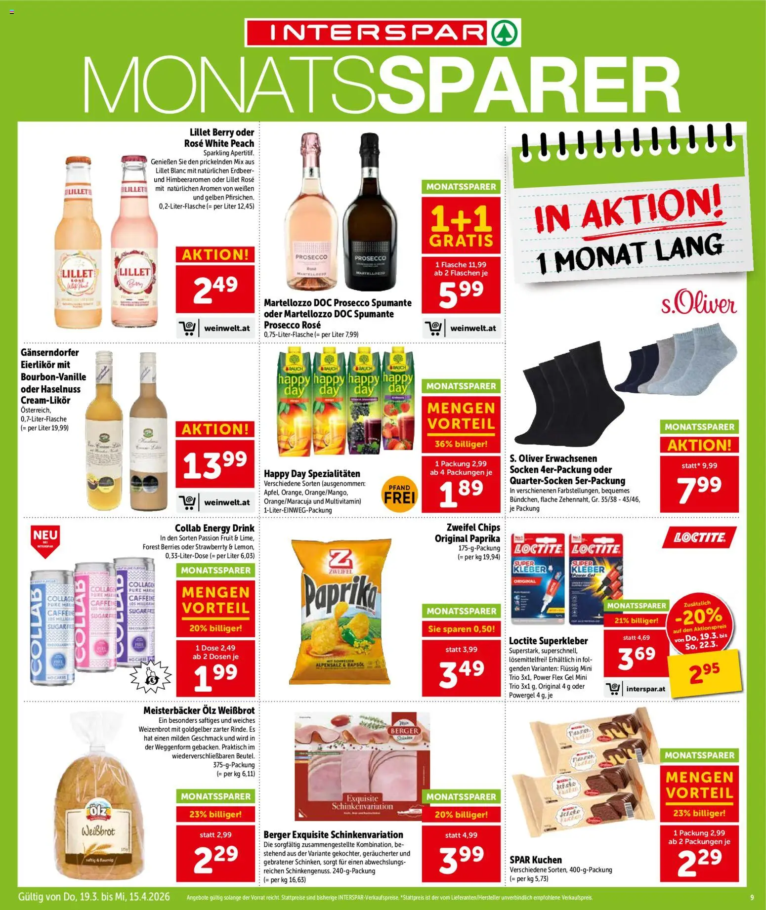 Interspar Flugblatt - Kärnten gültig ab 17.03.2026 | Seite: 9 | Produkte: Chips, Socken, Salz, Papier blanc
