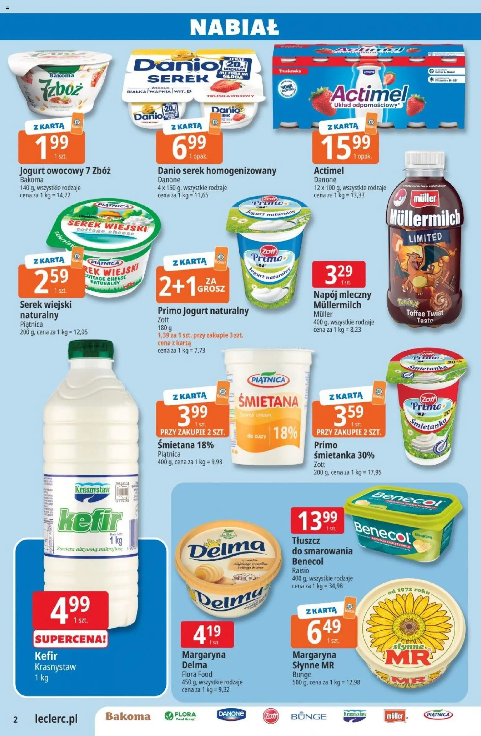 E.Leclerc - Ulotka od 03.11.2026 | Strona: 2 | Produkty: Karta, Jogurt naturalny, Piątnica, Śmietana