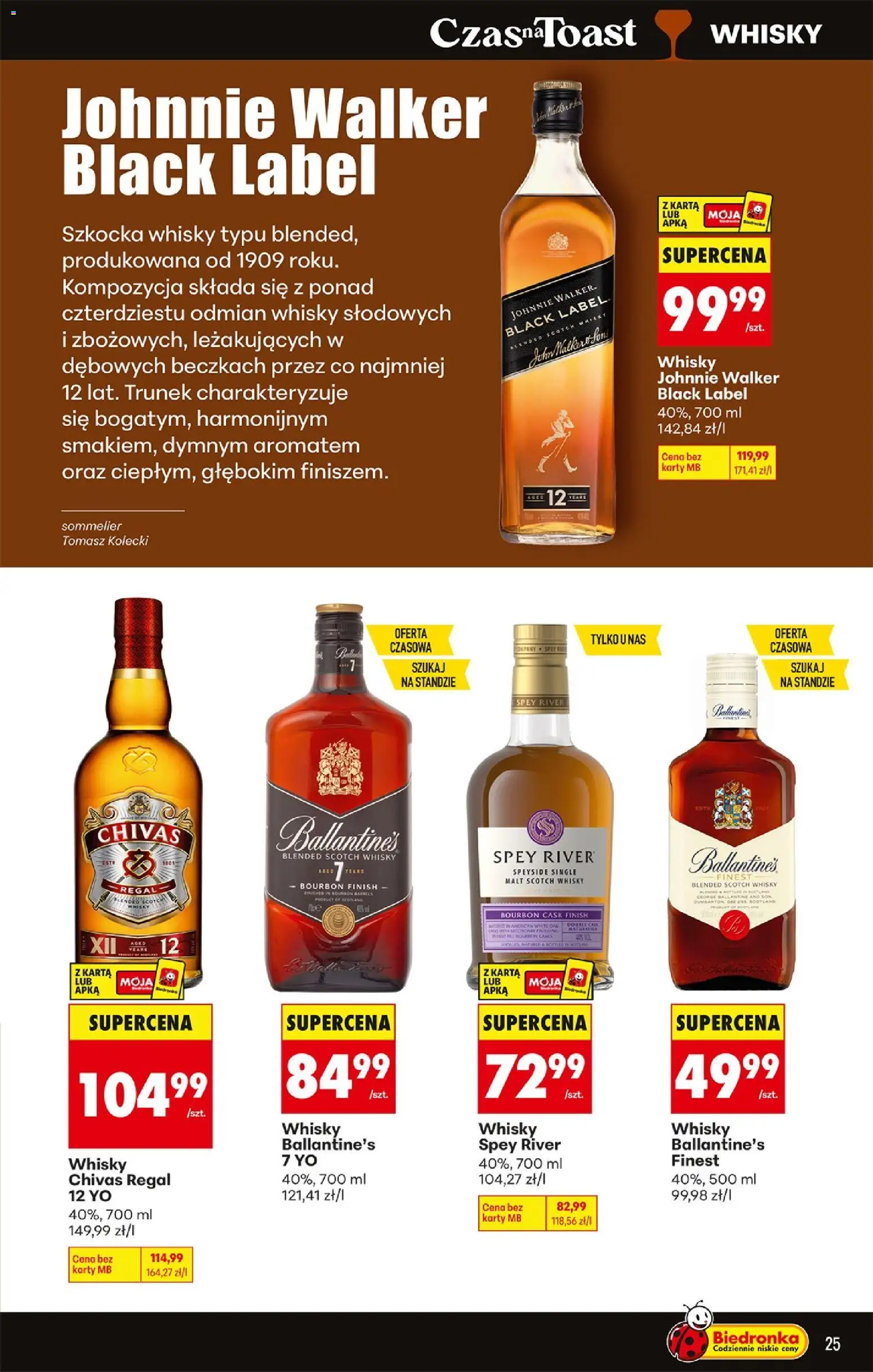 Biedronka gazetka - Czas na toast od 15.06.2026 | Strona: 27 | Produkty: Karta, Bourbon, Black Label, Whisky