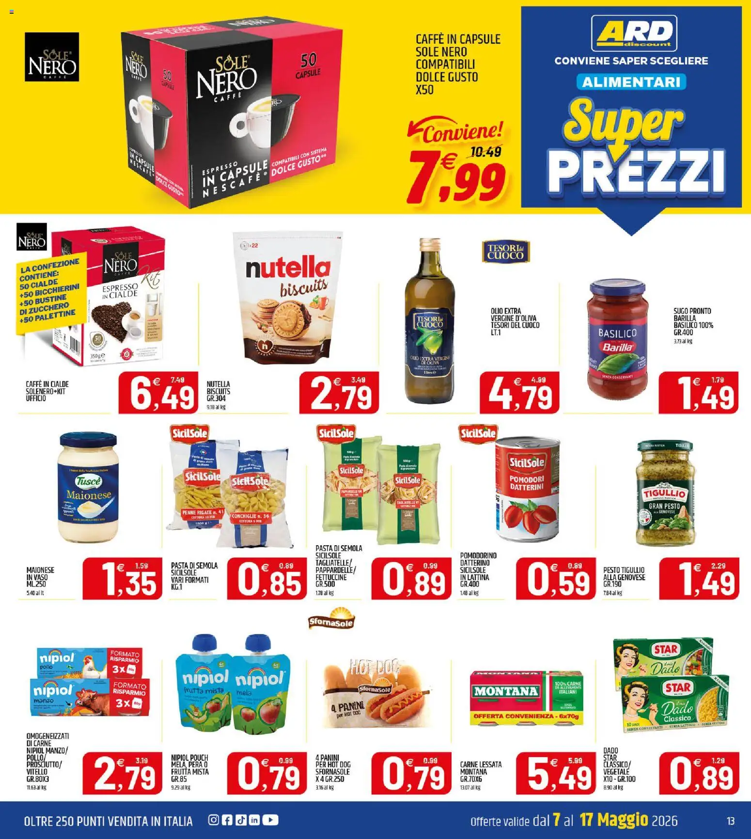 Volantino ARD Discount del 07.05.2026 | Pagina: 13 | Prodotti: Tagliatelle, Maionese, Vitello, Penne