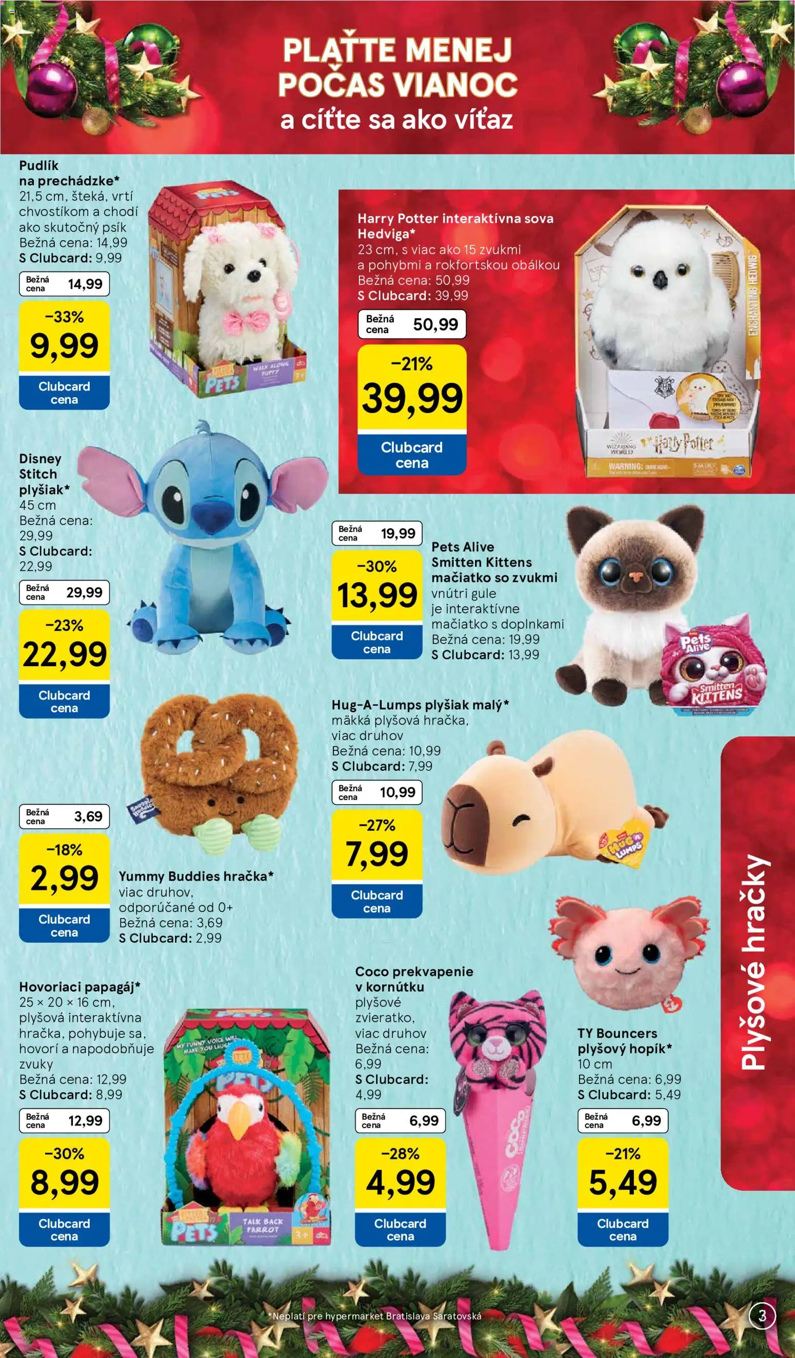 Nové Tesco akcie – leták je platný od 26.10.2026 | Strana: 3 | Produkty: Plyšové hračky, Hračky