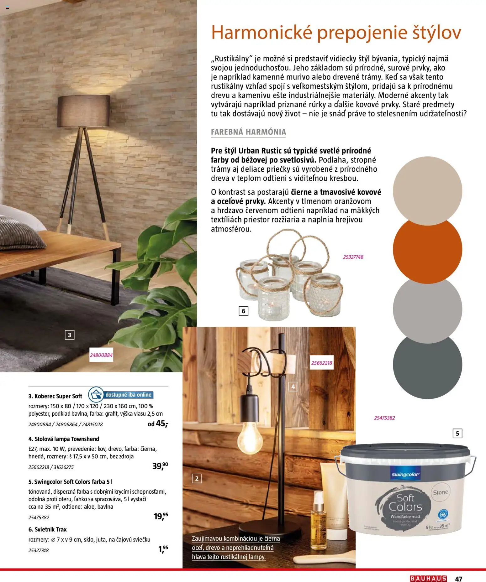Nové Bauhaus akcie – leták je platný od 03.08.2026 | Strana: 47 | Produkty: Lampa, Koberec, Stolová lampa, Svietnik