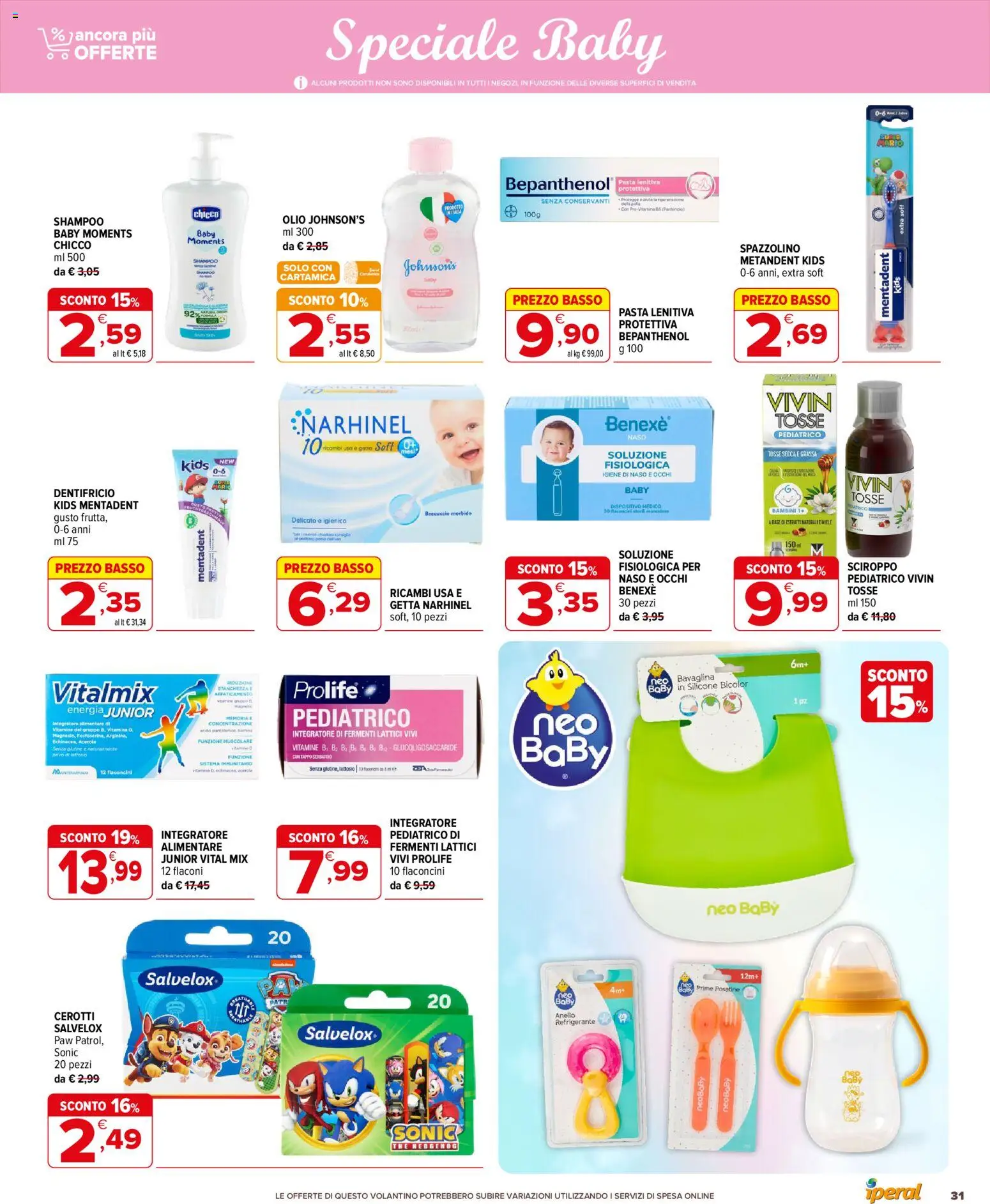 Volantino Iperal del 28/10/2026 | Pagina: 31 | Prodotti: Cerotti, Olio, Silicone, Integratore alimentare