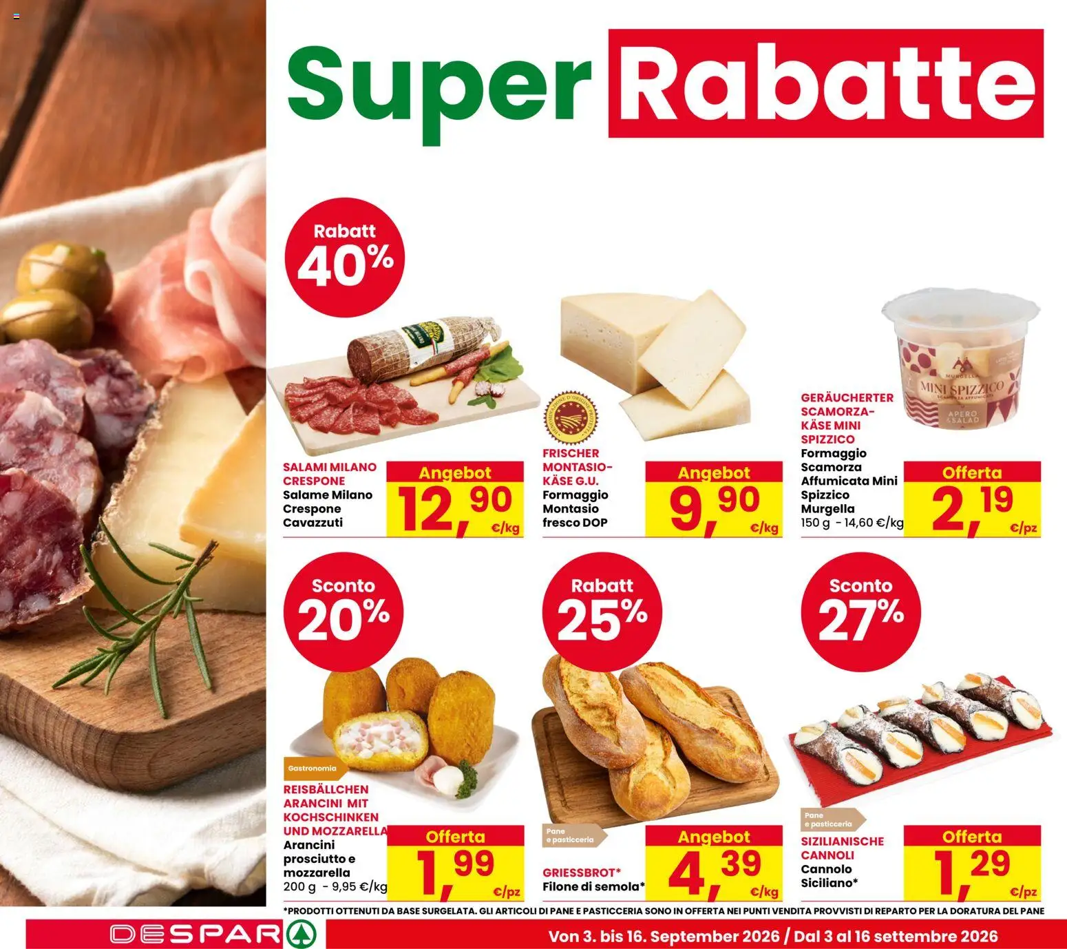 Volantino Despar del 03/09/2026 | Pagina: 4 | Prodotti: Pane, Salame, Formaggio, Prosciutto