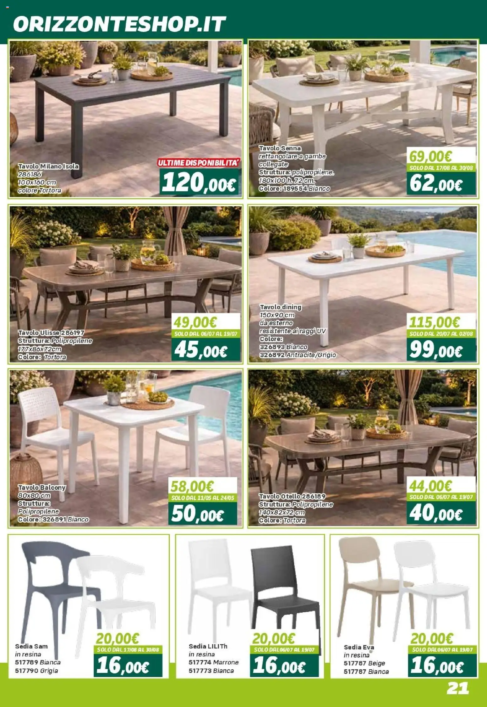 Volantino Orizzonte del 24.04.2026 | Pagina: 21 | Prodotti: Tavolo, Sedia