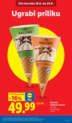 BALLINO Sladoled u kornetu, Sladoled u kornetu, više vrsta, 120 ml; Komad - pregled Lidl kataloga - važi od 18.06.2026 | Strana: 7
