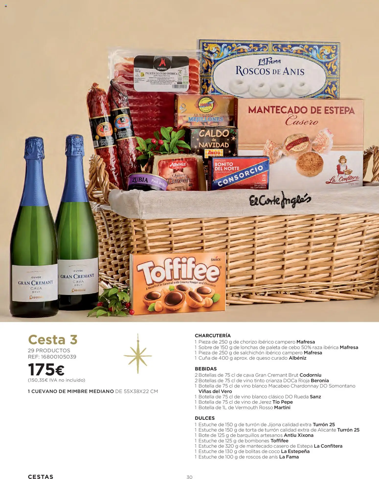 El Corte Inglés Cestas Navidad 2026 Cataluňa │ válido desde el 08/10/2026 | Página: 30 | Productos: Vino tinto, Barquillos, Vino blanco, Martini