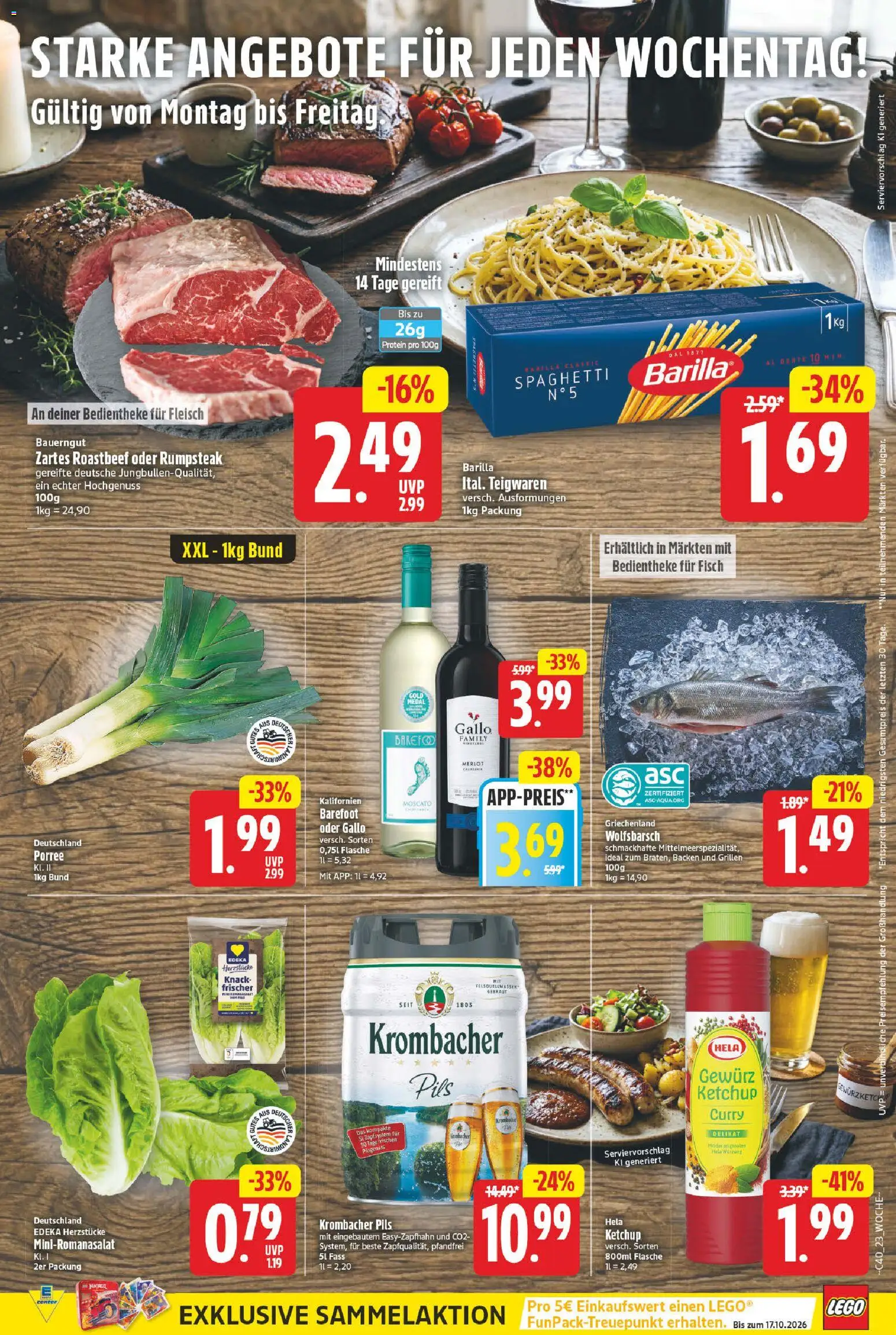 E center Prospekt – gültig ab 28.09.2026 | Seite: 28 | Produkte: Rumpsteak, Fisch, Krombacher, Fleisch