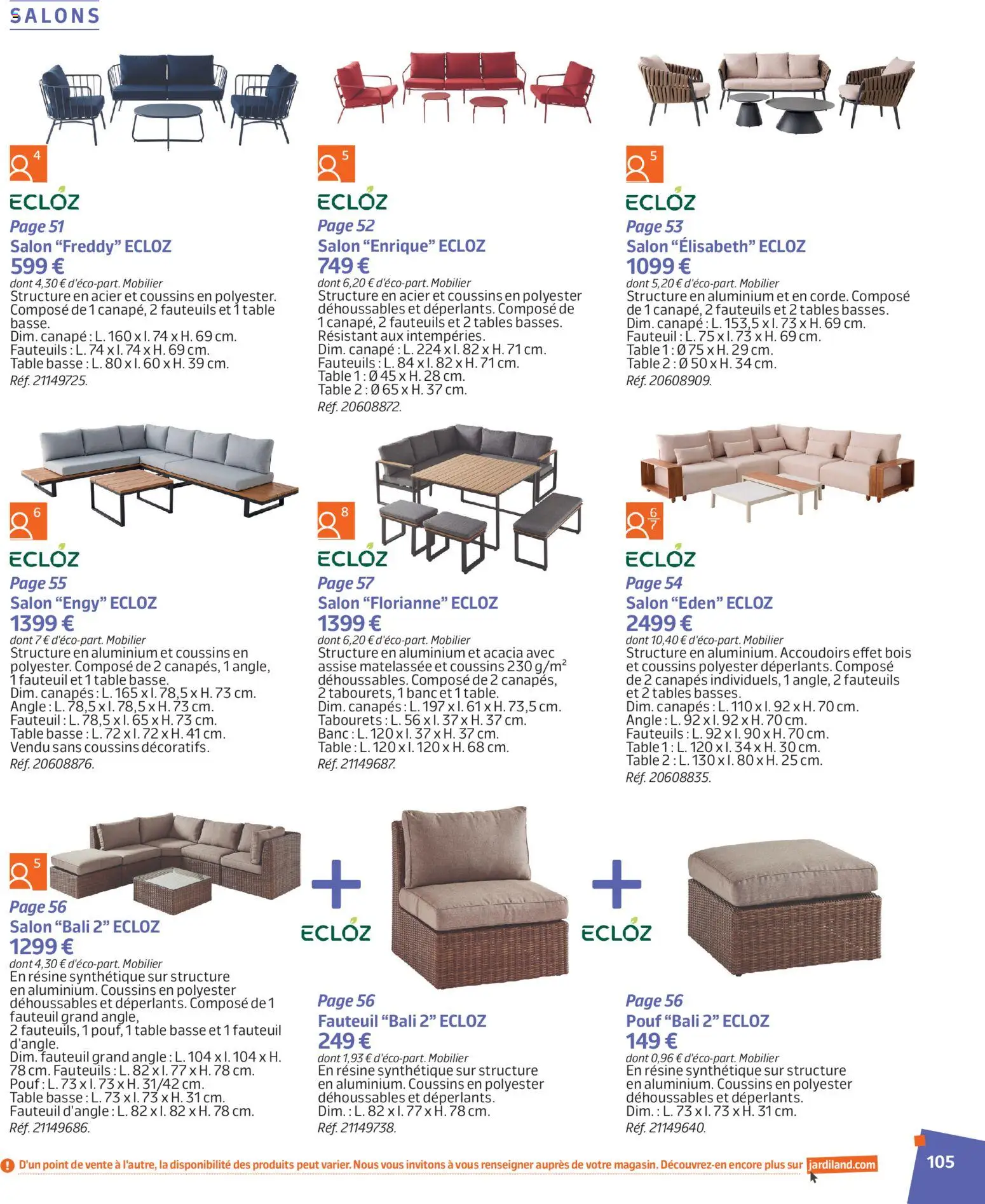 {H1} | Page: 105 | Produits: Banc, Pouf, Canapé, Table