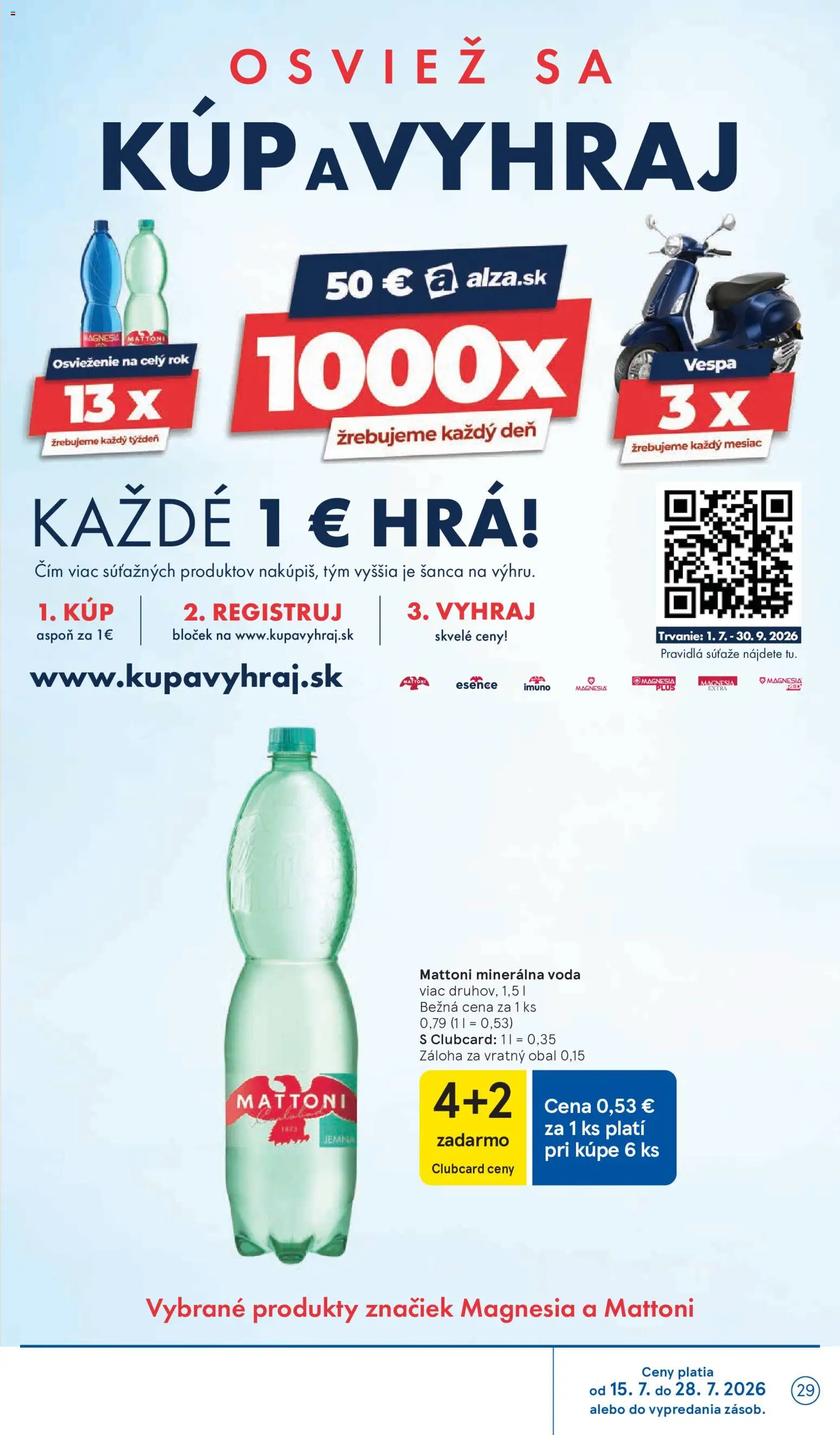 Nové Tesco akcie – leták je platný od 22.07.2026 | Strana: 29 | Produkty: Magnesia, Hra, Mattoni, Voda