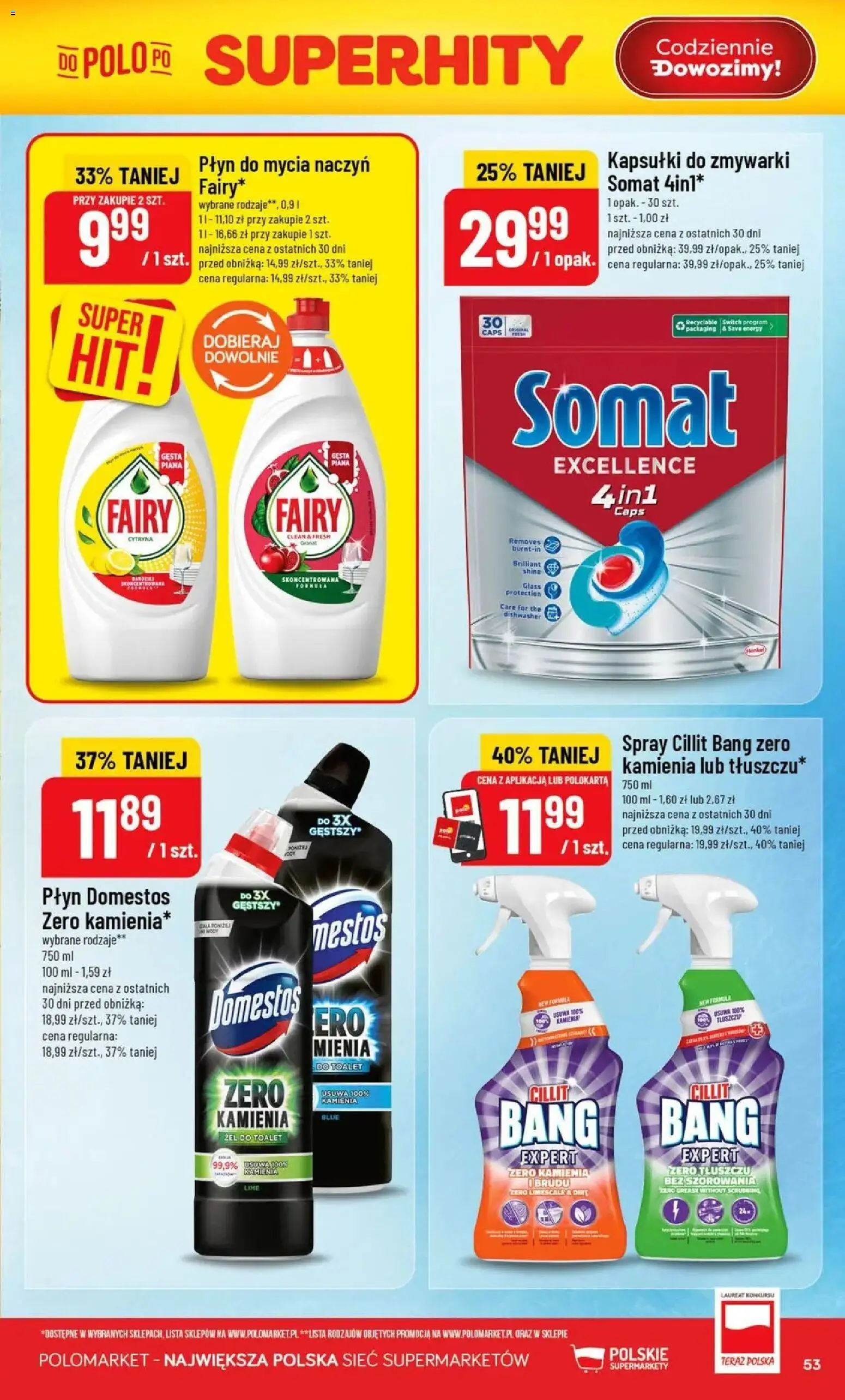 Nowa POLOmarket gazetka od jutra 19.08.2026 | Strona: 53 | Produkty: Cytryna, Domestos, Cillit bang, Piana