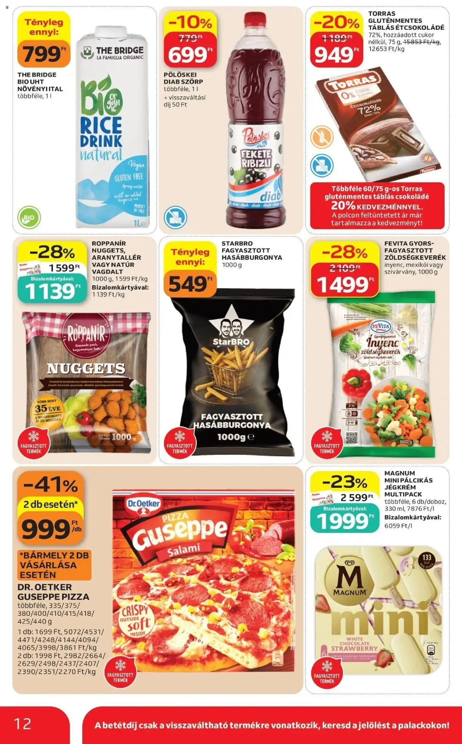 Auchan akciós újság Szolnok - 2026.08.20. -tól/töl > akció, lapozható szórólap 🛍️ | Oldal: 12 | Termékek: Zöldségkeverék, Magnum, Pizza, Gluténmentes