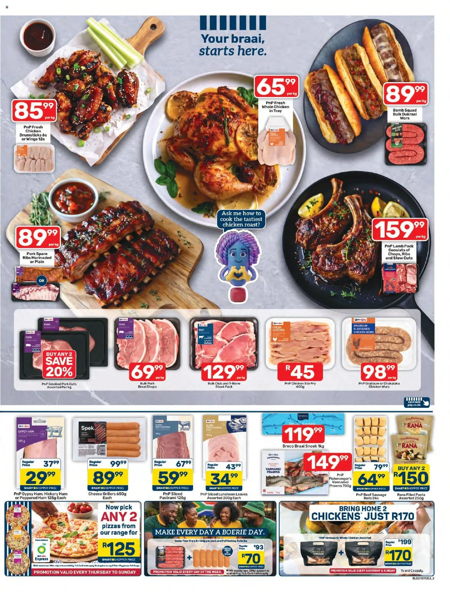 New Pick n Pay catalogue – valid from 19/10/2026 | Page: 3 | Products: Chicken drumsticks, Cheese, Beef, Pasta