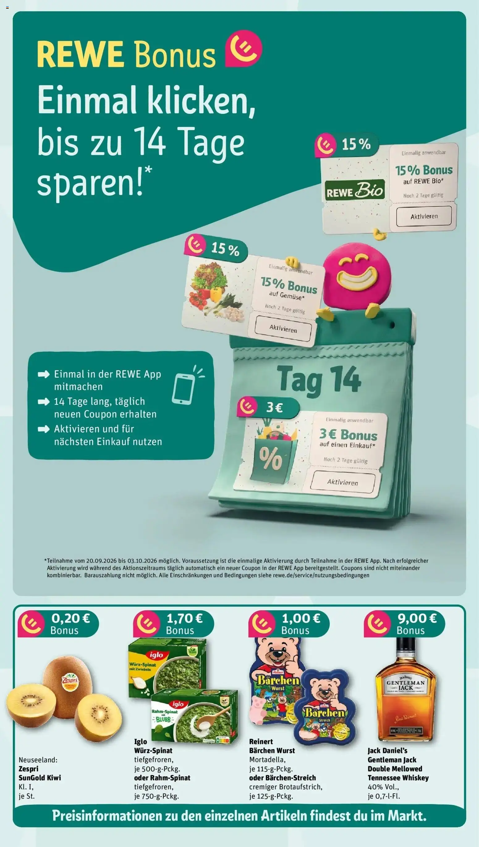 REWE Prospekt ab 28.09.2026 zum Blättern » Angebote | Seite: 5 | Produkte: Iglo, Jack Daniel's, Zwiebeln, Whiskey