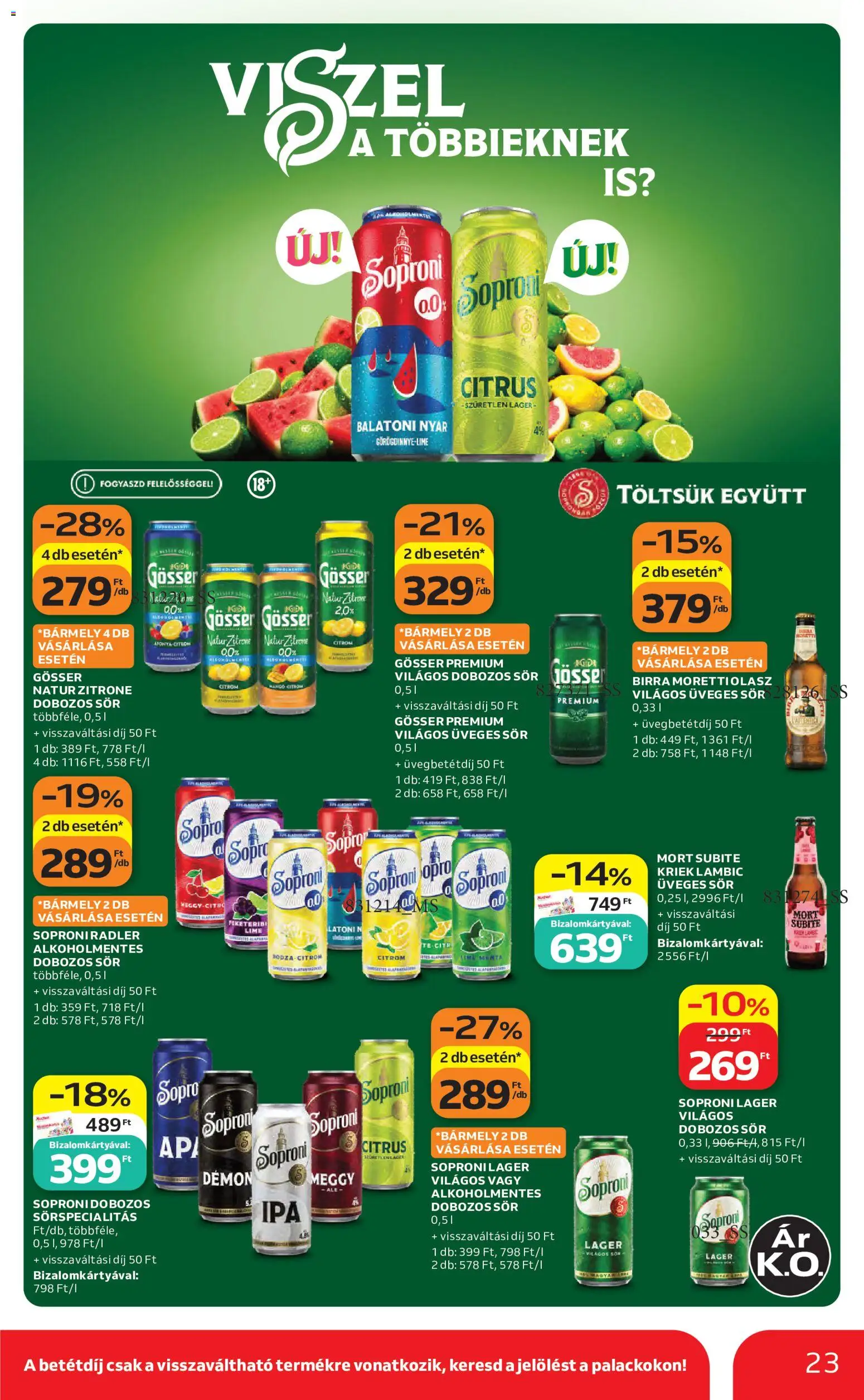 Auchan akciós ujság - amely érvényes a következő dátumtól: 2026.08.27. | Oldal: 23 | Termékek: Meggy, Gösser, Dobozos sör, Citrom