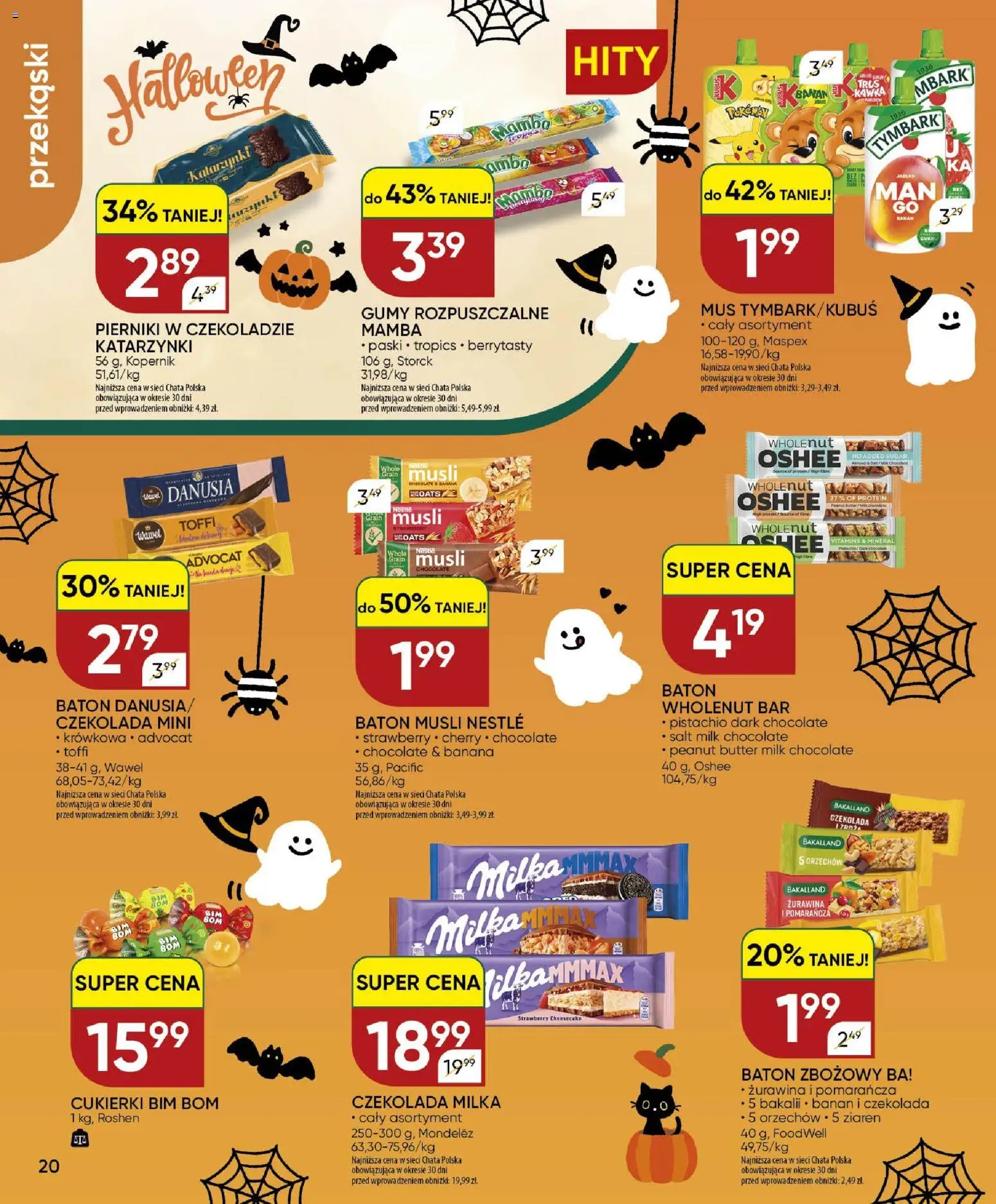 Chata Polska gazetka od 22.10.2026 | Strona: 20 | Produkty: Gumy, Czekolada milka, Milka, Musli