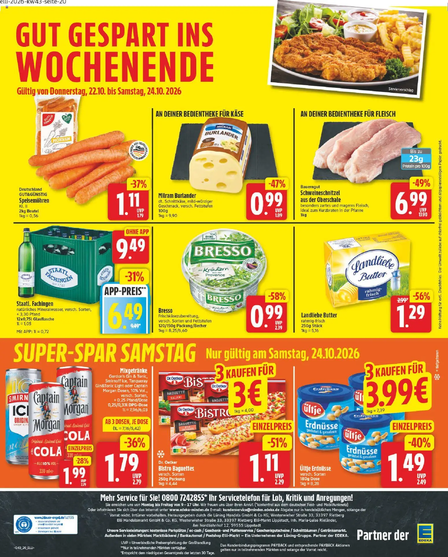 Elli Markt Prospekt Gütersloh – gültig ab 19.10.2026 | Seite: 22 | Produkte: Gordon's gin, Baguette, Bresso, Captain morgan