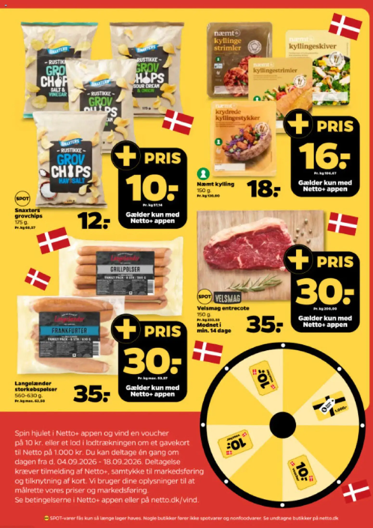 Netto tilbudsavis – gyldig fra 12/09/2026 | Side: 3 | Produkter: Chips, Salt, Entrecote, Grillpølser