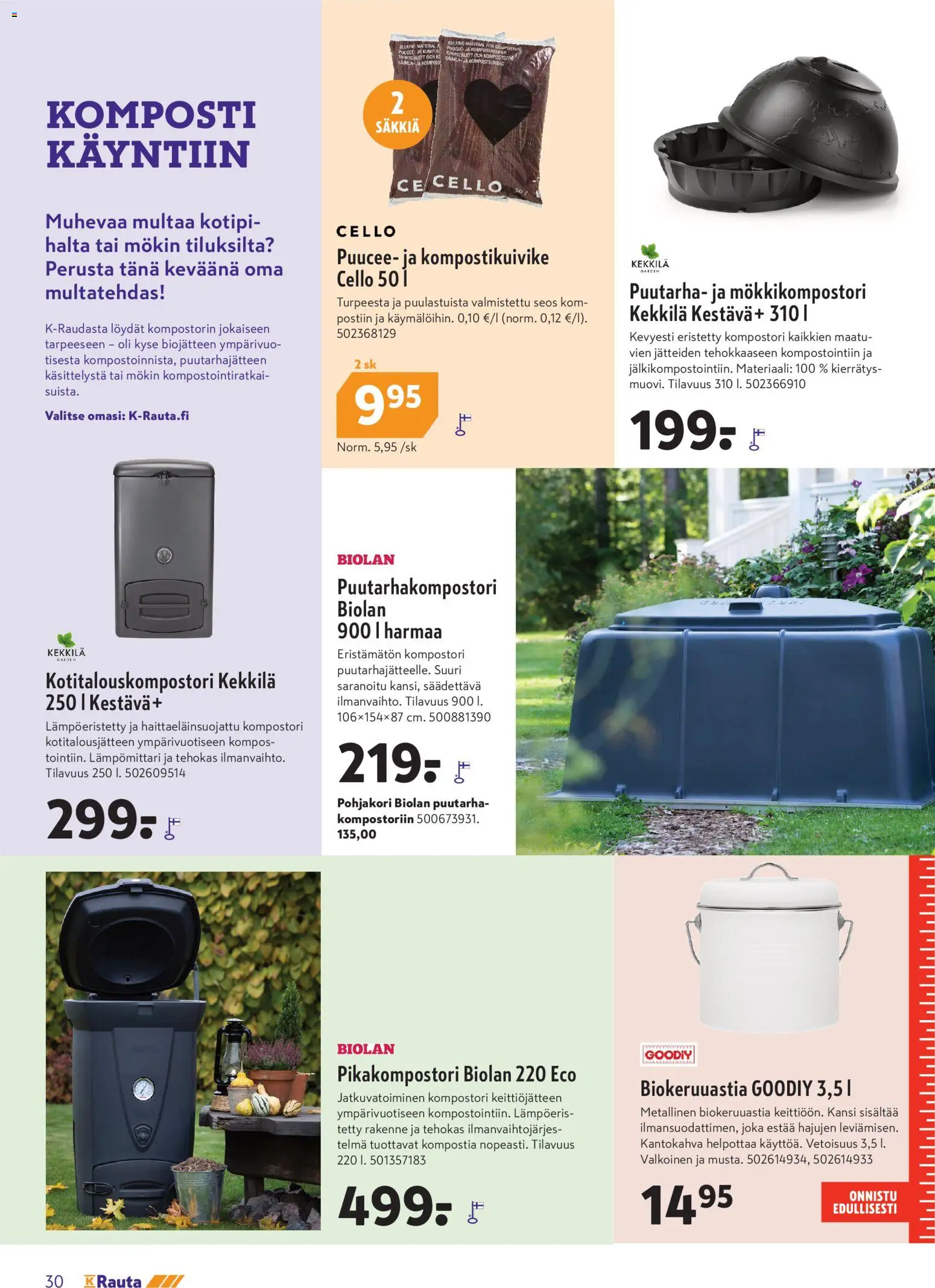 K-Rauta tarjoukset – voimassa 15.04.2026 alkaen | Sivu: 30 | Tuotteet: Lämpömittari, Kansi, Kantokahva, Komposti