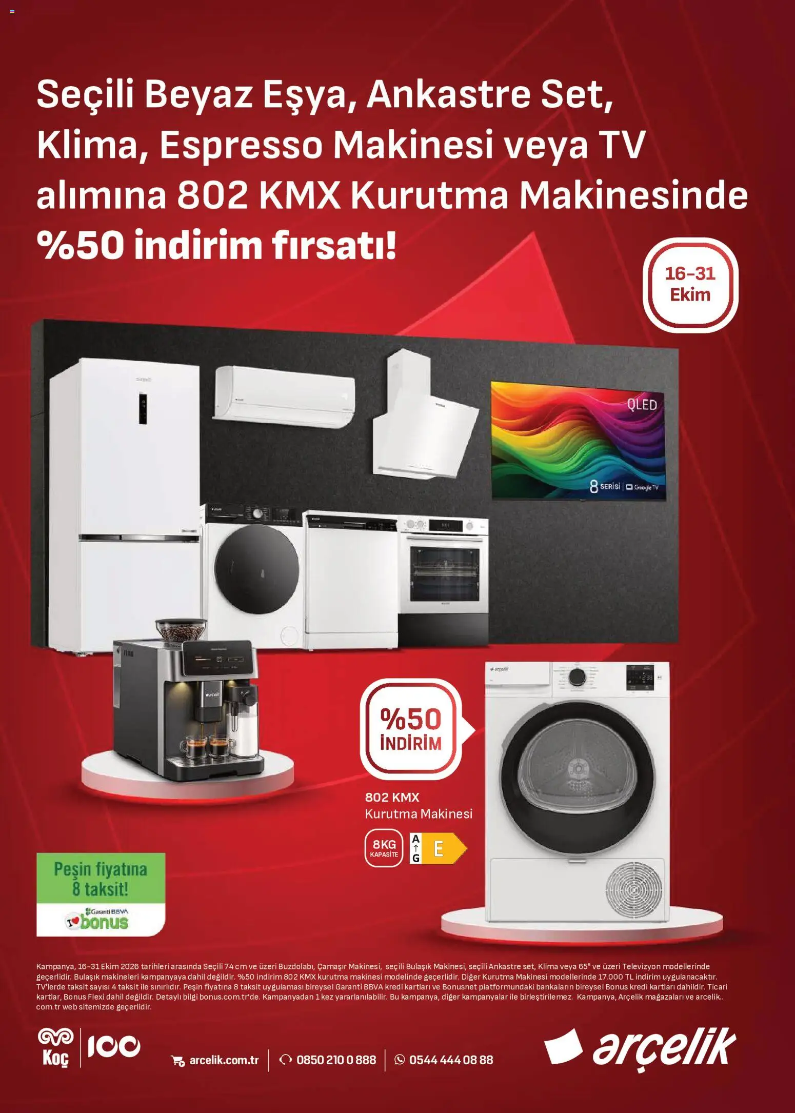 Arçelik - İklimlendirme Kataloğu - 16 Ekim 2026 tarihinden itibaren geçerlidir | Sayfa: 2 | Ürünler: Espresso makinesi, Kurutma makinesi, Televizyon, Klima