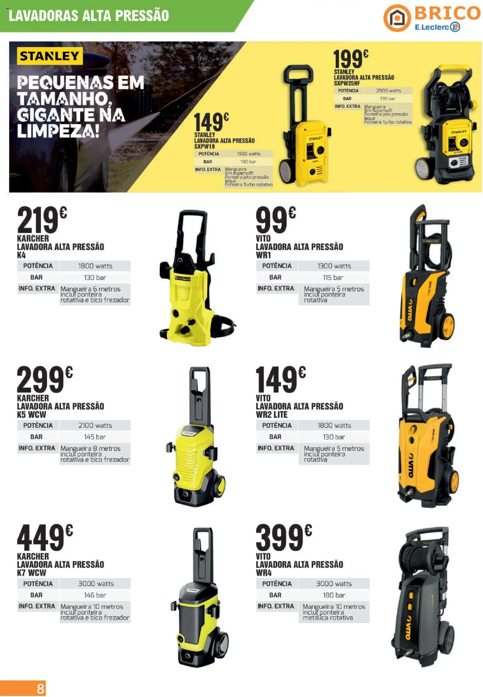E.Leclerc Folheto Brico Lamego │ válido de 16.05.2026 | Página: 8 | Produtos: Lavadora alta pressão, Mangueira