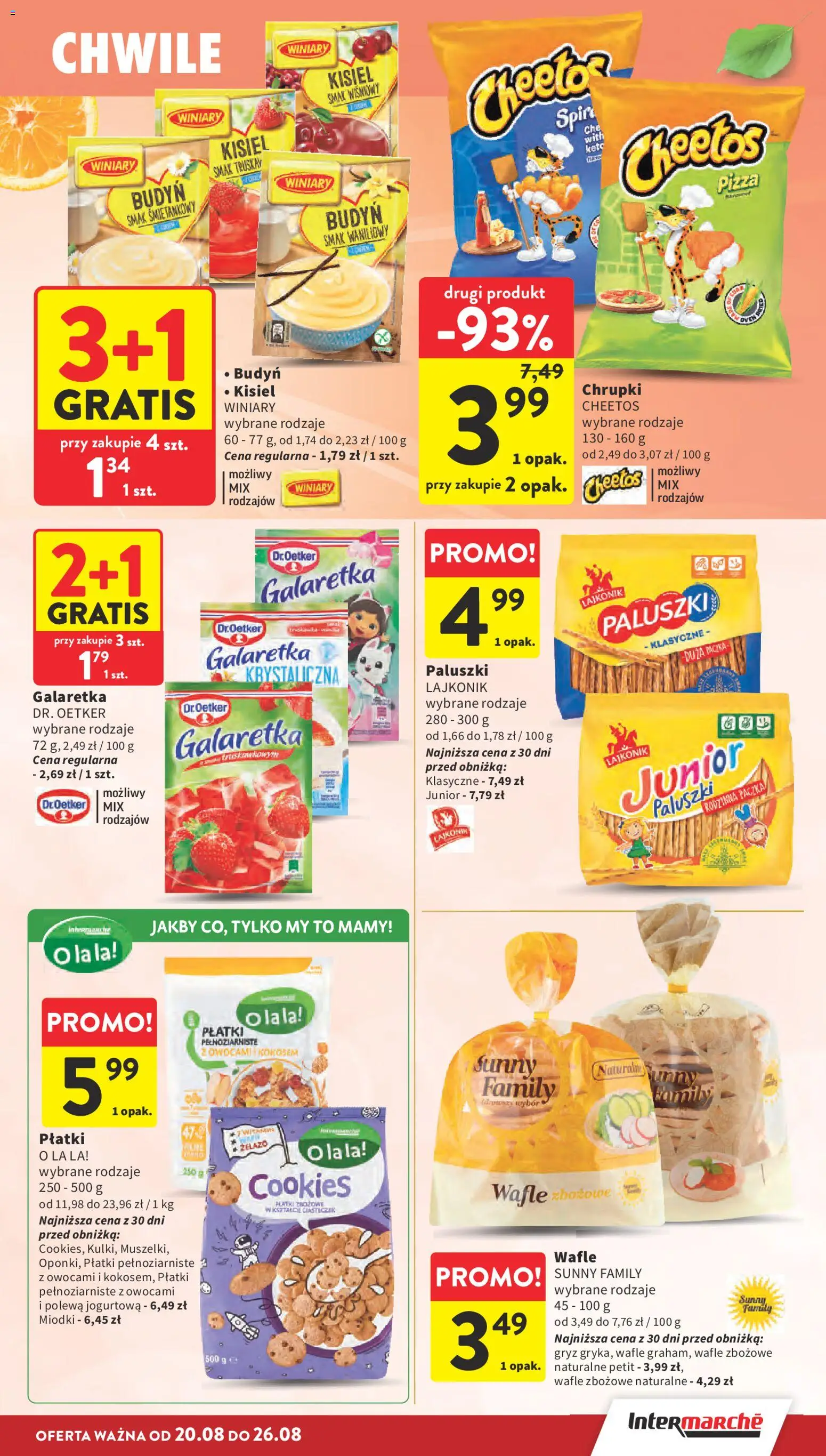 Intermarche gazetka od 20.08.2026 | Strona: 29 | Produkty: Budyń, Galaretka, Wafle, Chrupki