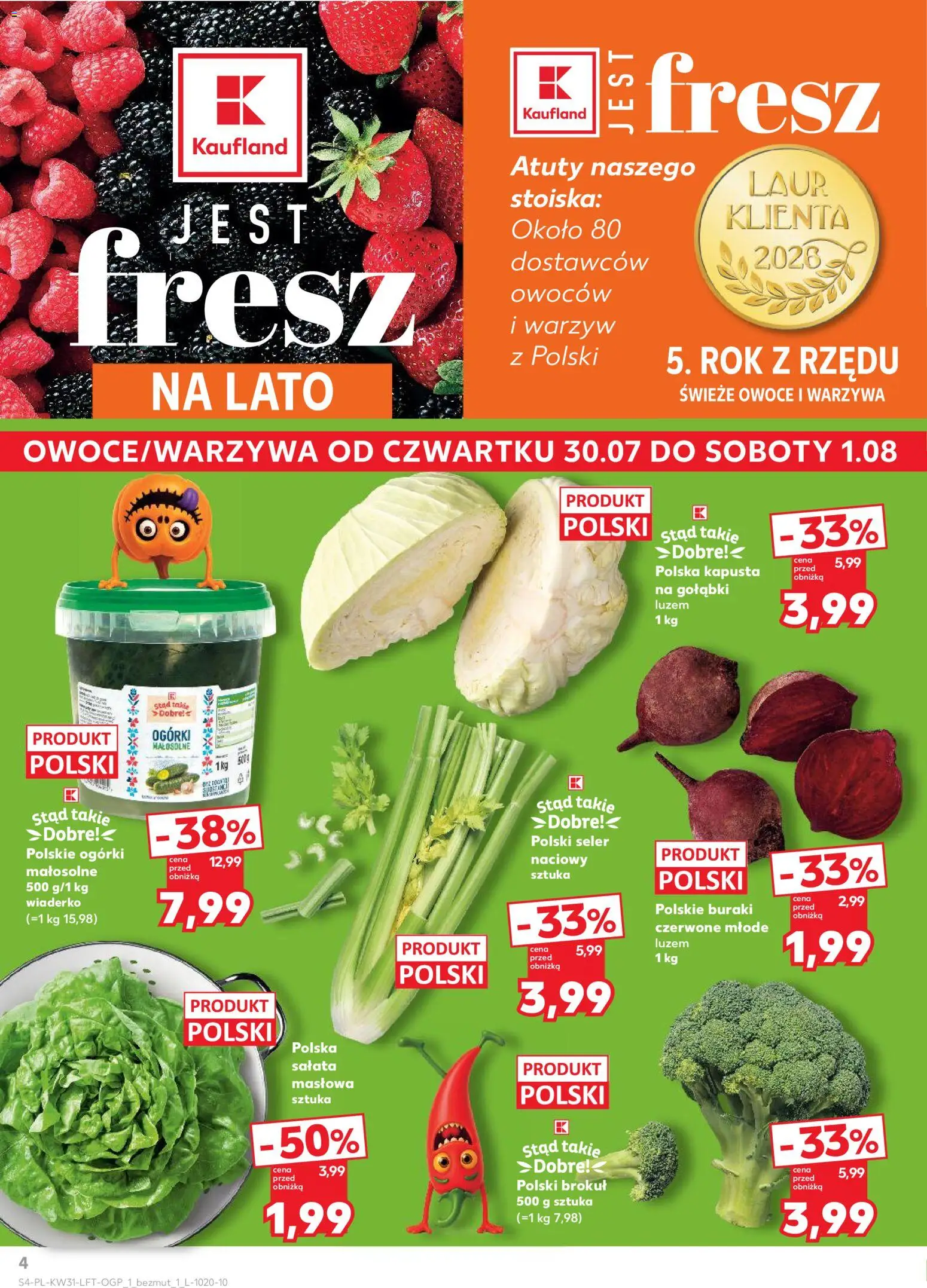 Kaufland gazetka od 30.07.2026 | Strona: 4 | Produkty: Gołąbki, Buraki, Sałata, Owoce