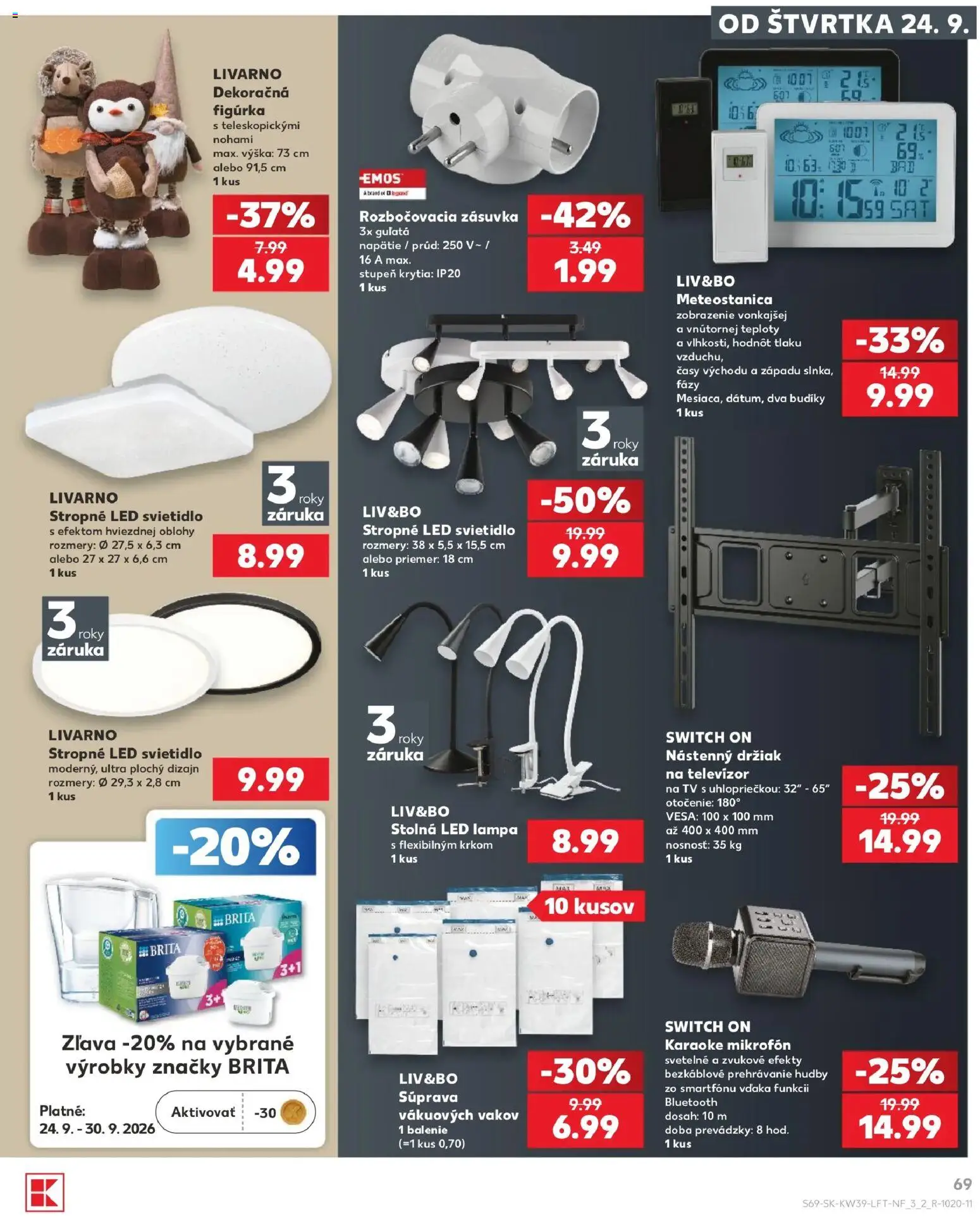 Nové Kaufland akcie – leták je platný od 24.09.2026 | Strana: 69 | Produkty: Tv, Lampa, Led lampa, Svietidlo