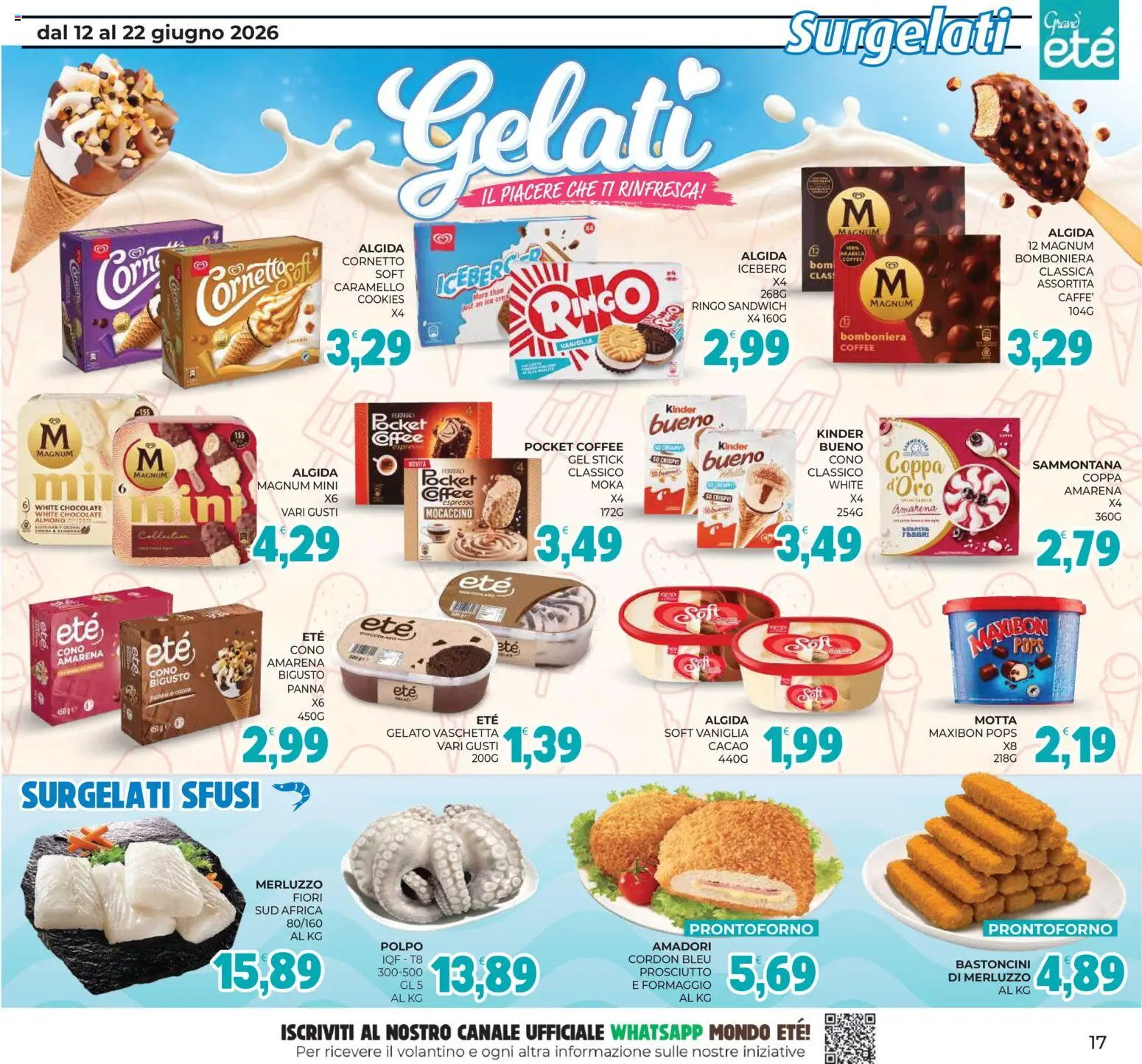 Volantino Eté del 12.06.2026 | Pagina: 17 | Prodotti: Merluzzo, Gelato, Cacao, Amarena
