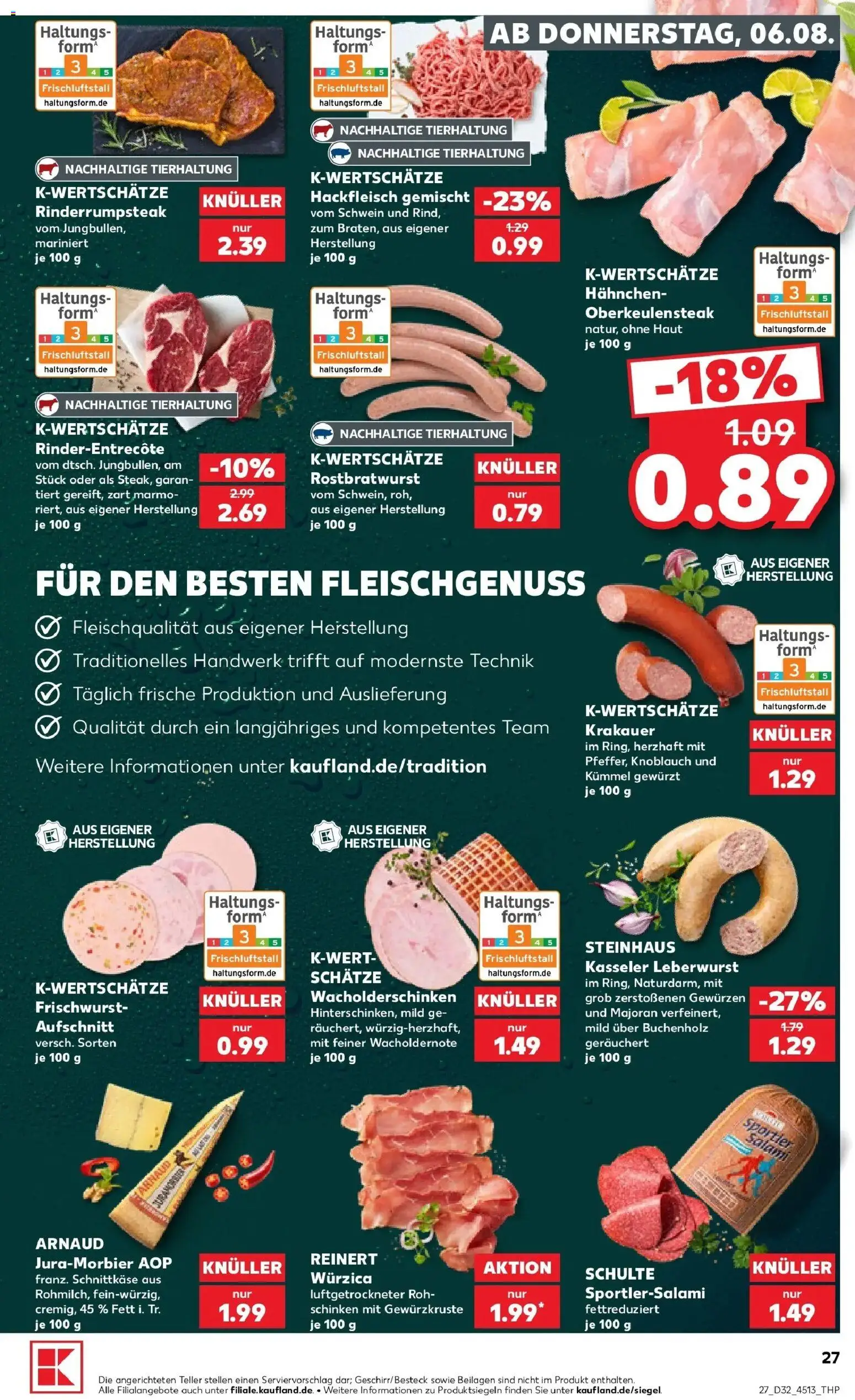Prospekt Kaufland ab 06.08.2026 » Angebote Online zum Blättern | Seite: 27 | Produkte: Beilagen, Hahnchen, Knoblauch, Schinken