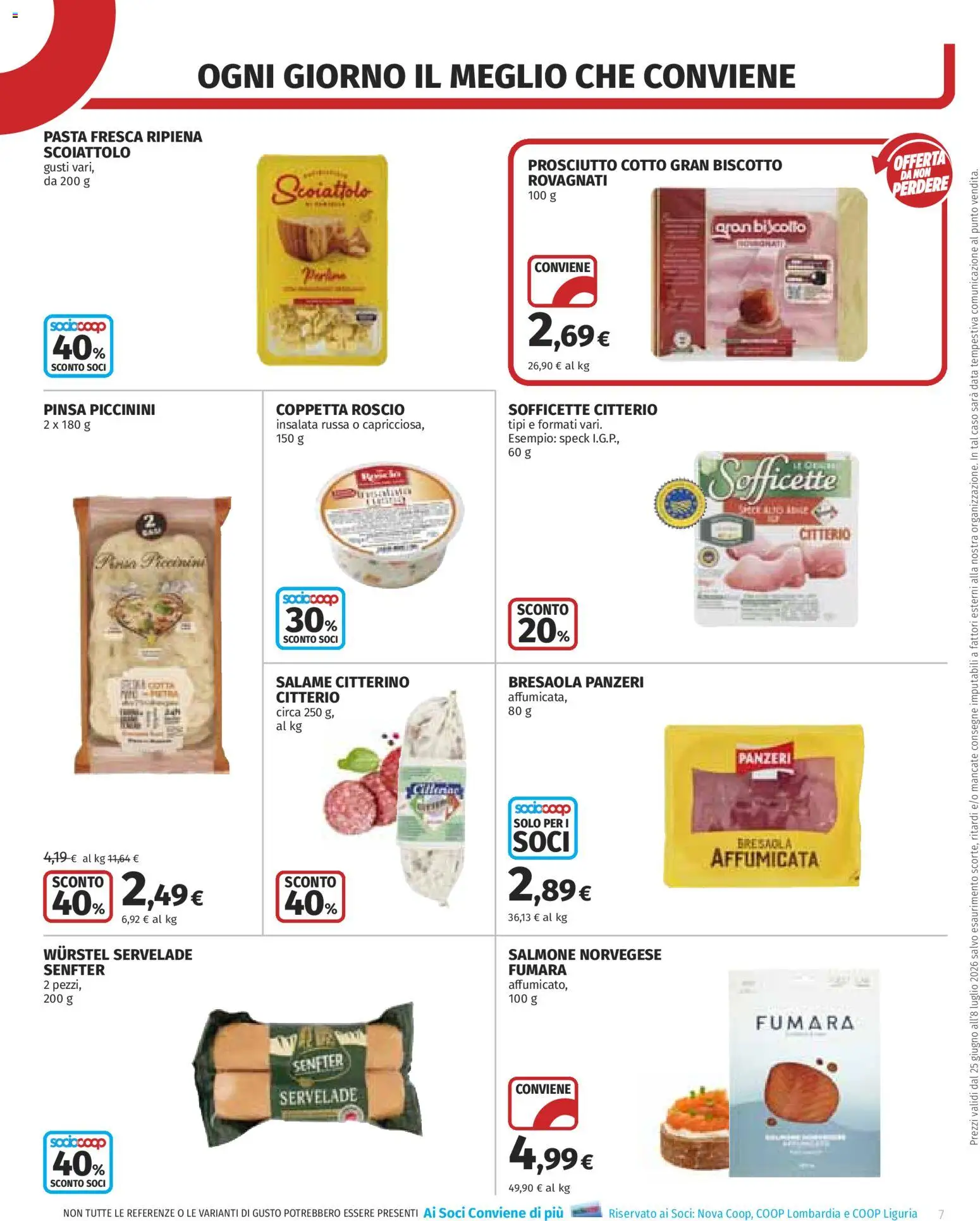 Volantino COOP del 25/06/2026 | Pagina: 7 | Prodotti: Bresaola, Insalata, Pasta, Data