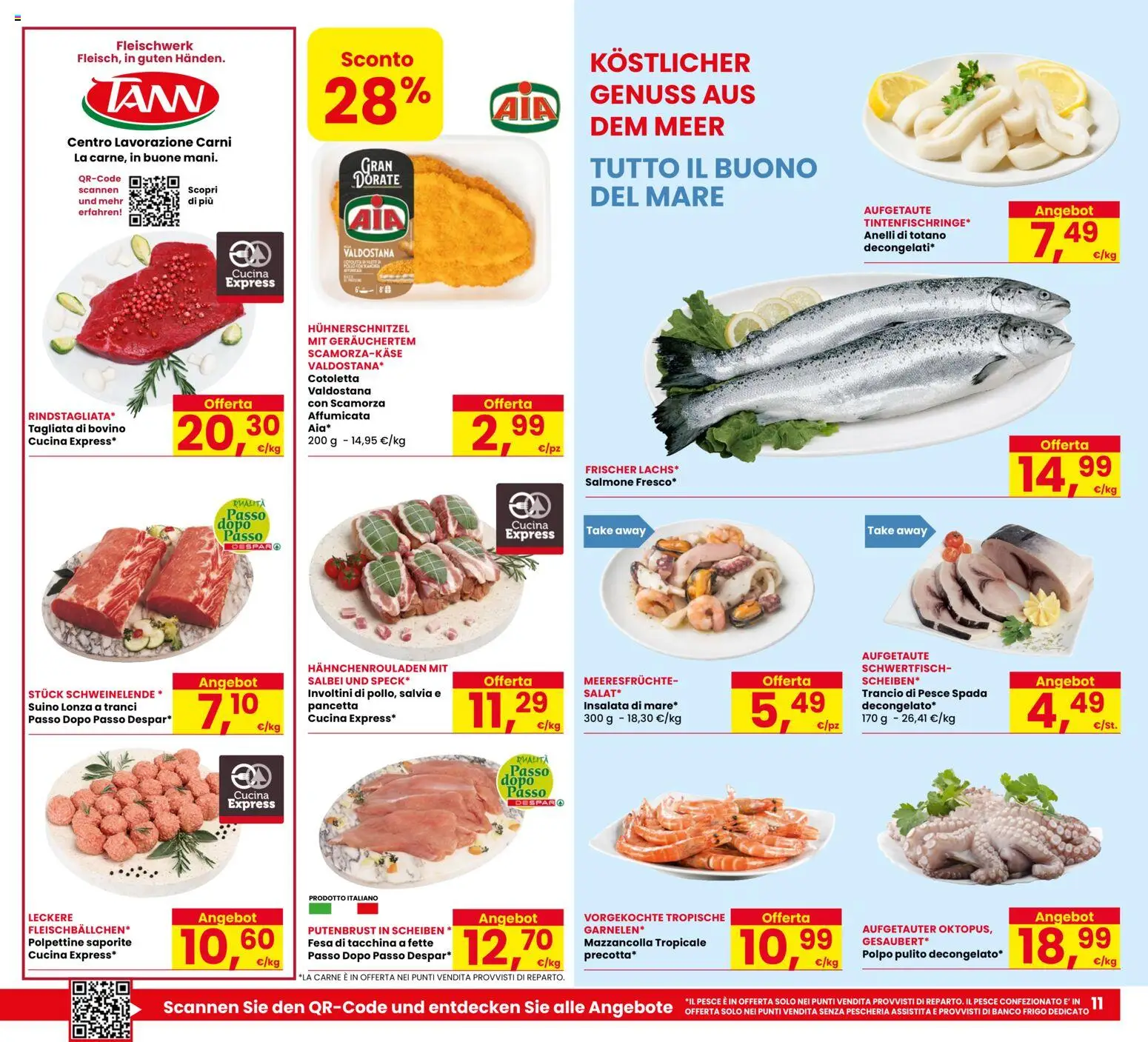 Volantino Eurospar del 01/10/2026 | Pagina: 11 | Prodotti: Bovino, Pesce, Polpo, Carne