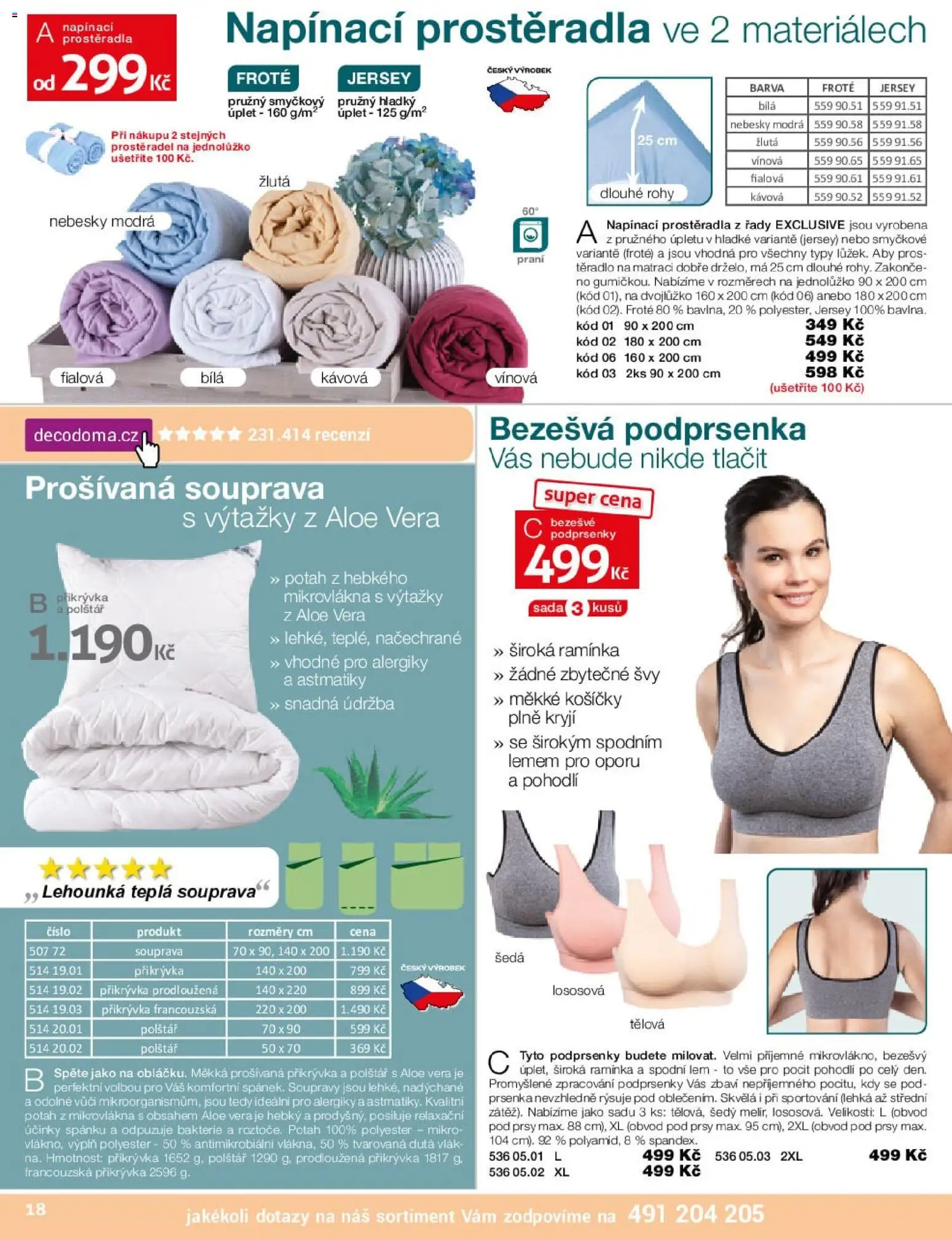 Decodoma katalog Jaro 2026 od 30.03.2026 | Strana: 18 | Produkty: Podprsenka, Prostěradla, Aloe vera, Podprsenky