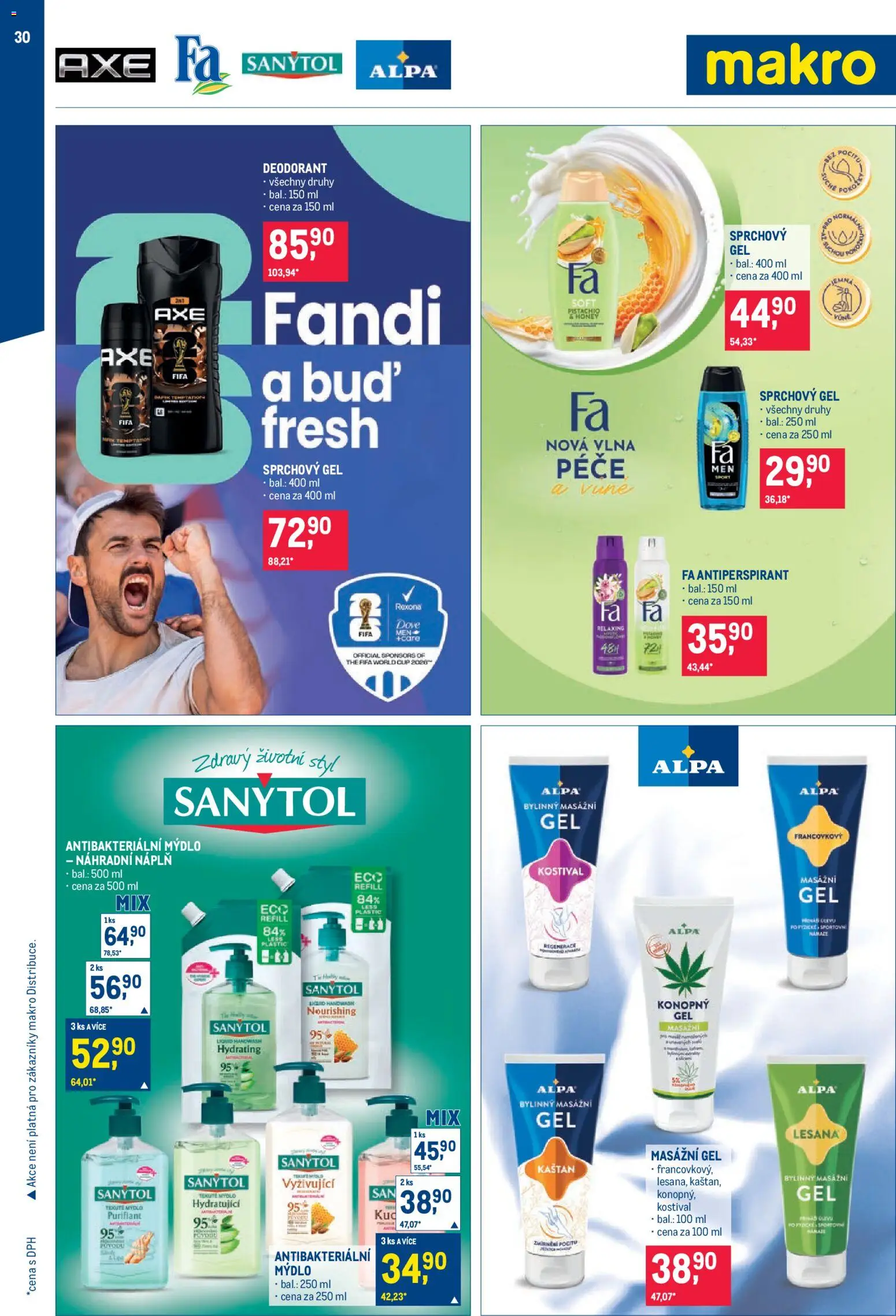 Makro leták - Obchodní partneři od 20.05.2026 | Strana: 30 | Produkty: Mýdlo, Antiperspirant, Rexona, Dove