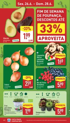 Pré-visualização Aldi folheto válido de 22/06/2026 | Página: 22 | Produtos: Cebola, Vaso, Abacate, Cogumelos