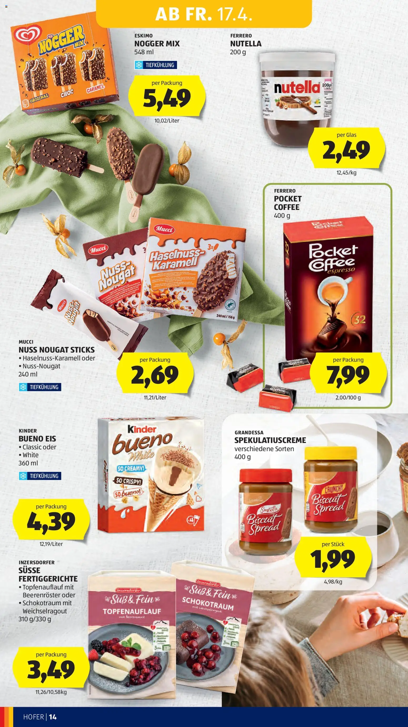 Hofer AT akciós ujság - amely érvényes a következő dátumtól: 17.04.2026 | Oldal: 16 | Termékek: Nutella, Só