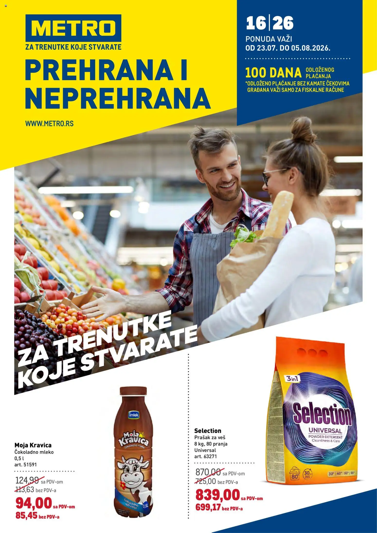 Metro katalog - važi od 23.07.2026 | Strana: 1 | Proizvode: Čokoladno mleko, Moja kravica, Mleko, Prašak za veš