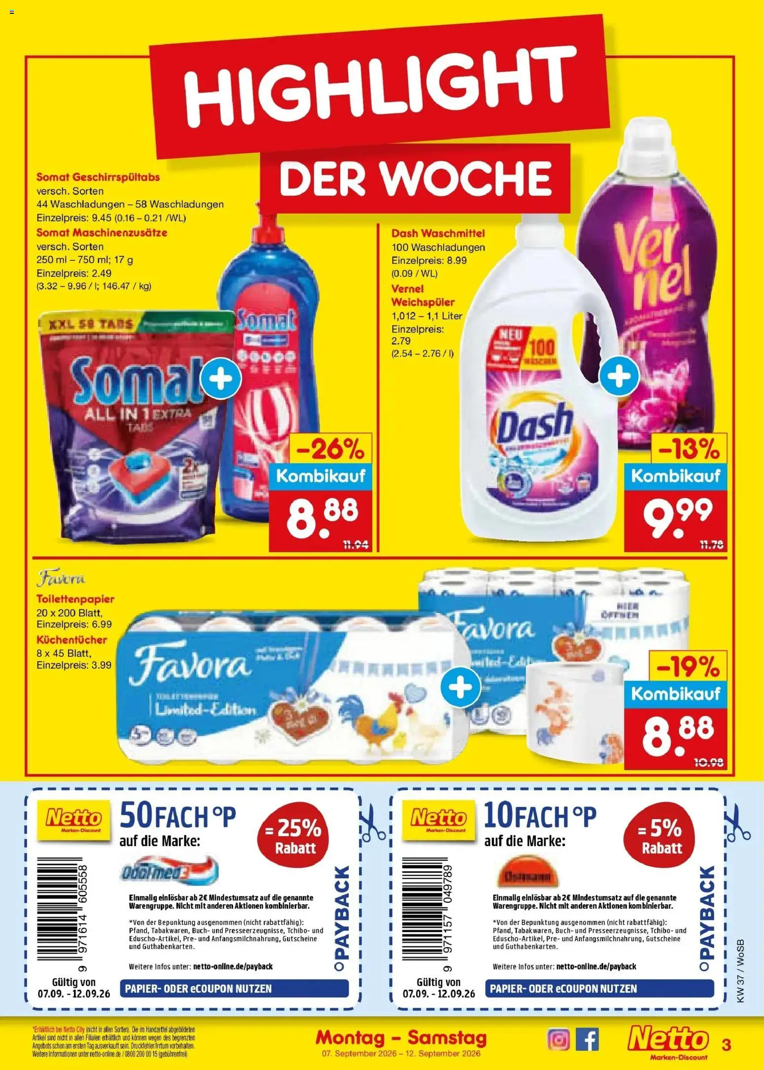 Netto Marken-Discount Prospekt Ludwigshafen-Edigheim – gültig ab 07.09.2026 | Seite: 5 | Produkte: Weichspüler, Waschmittel, Vernel, Toilettenpapier