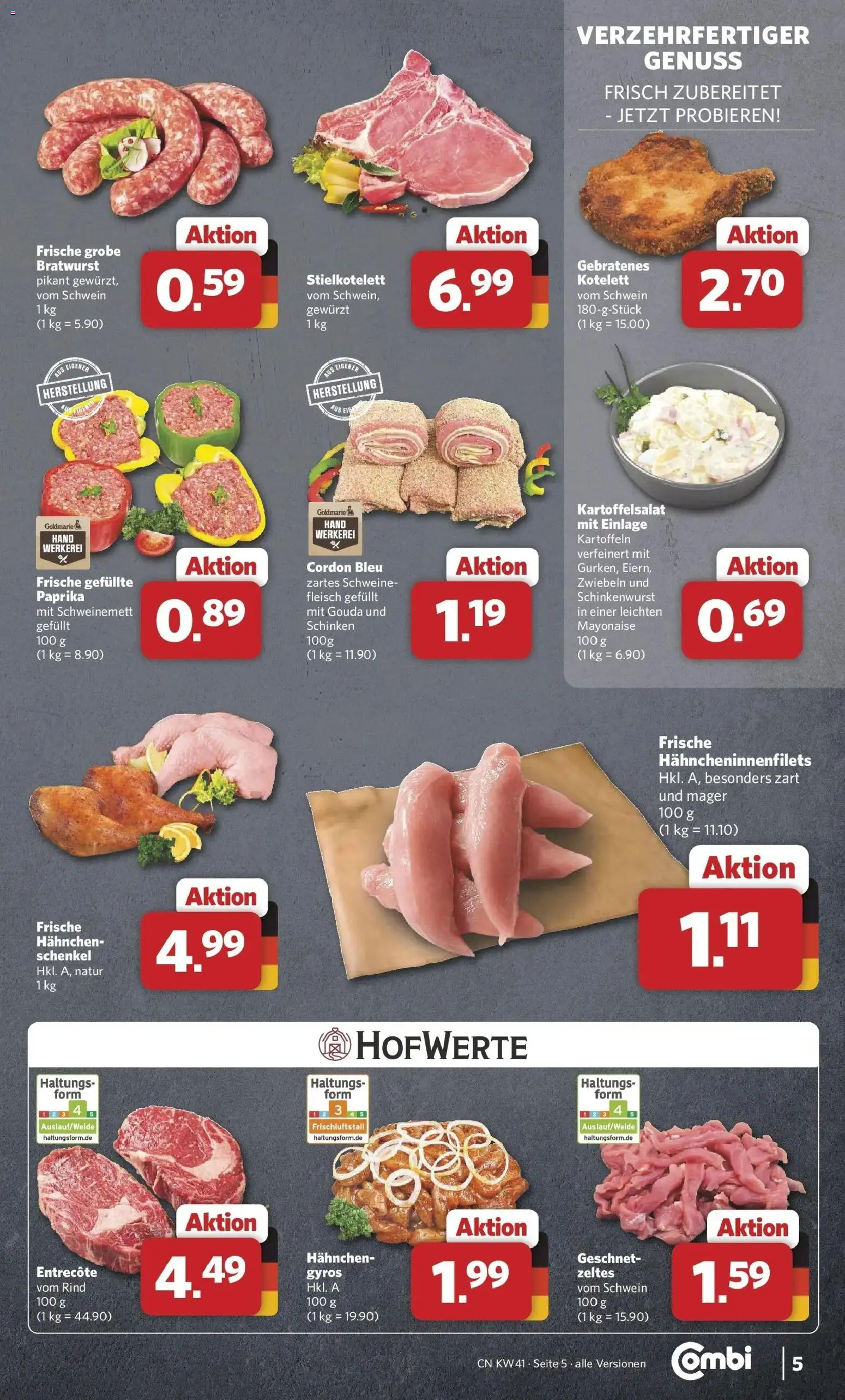 Combi Prospekt Detmold (ab 05.10.2026) zum Blättern | Seite: 5 | Produkte: Hahnchen, Zwiebeln, Paprika, Fleisch